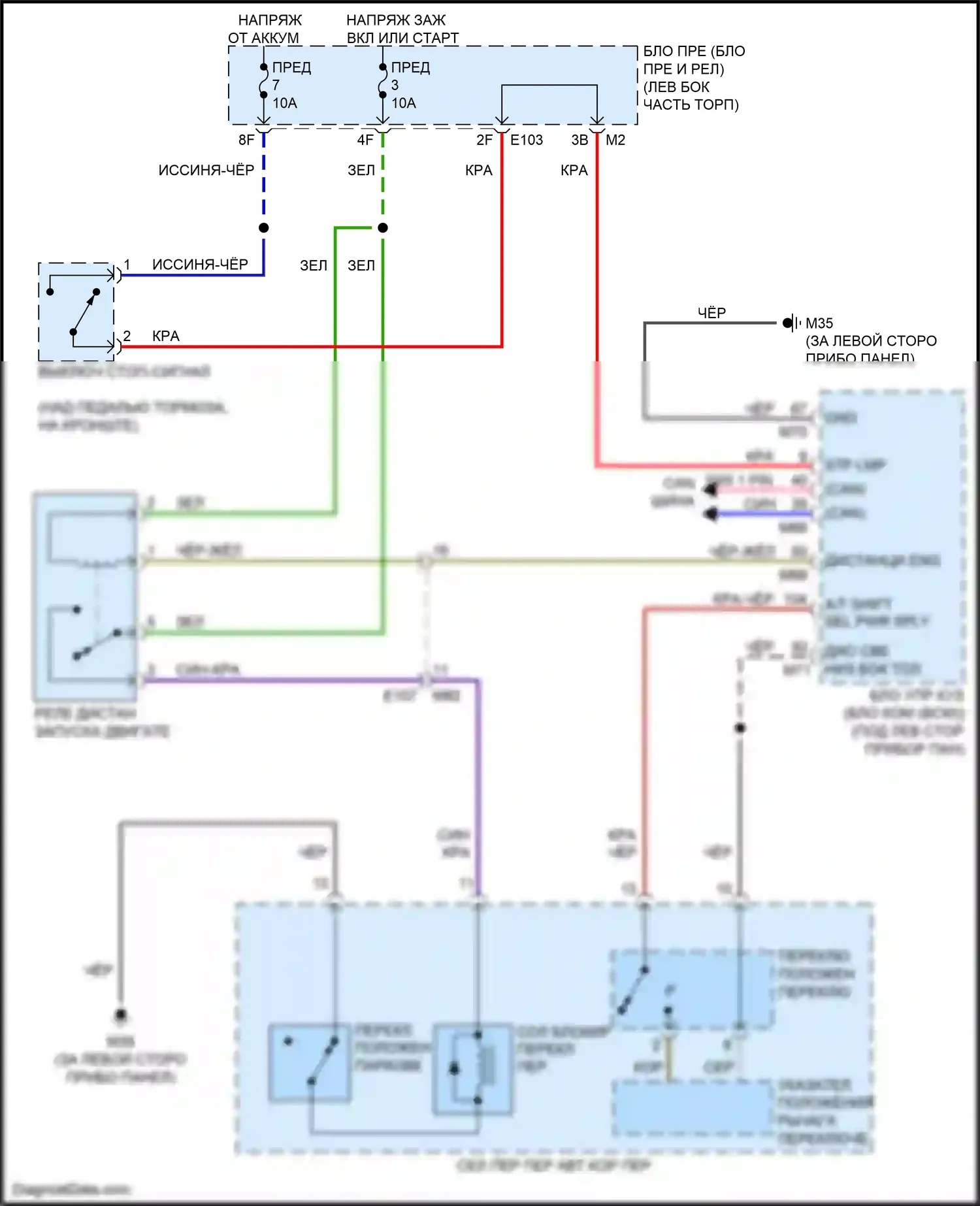 QX80 Infiniti I (2013-2014): Электросхема блокировки селектора 