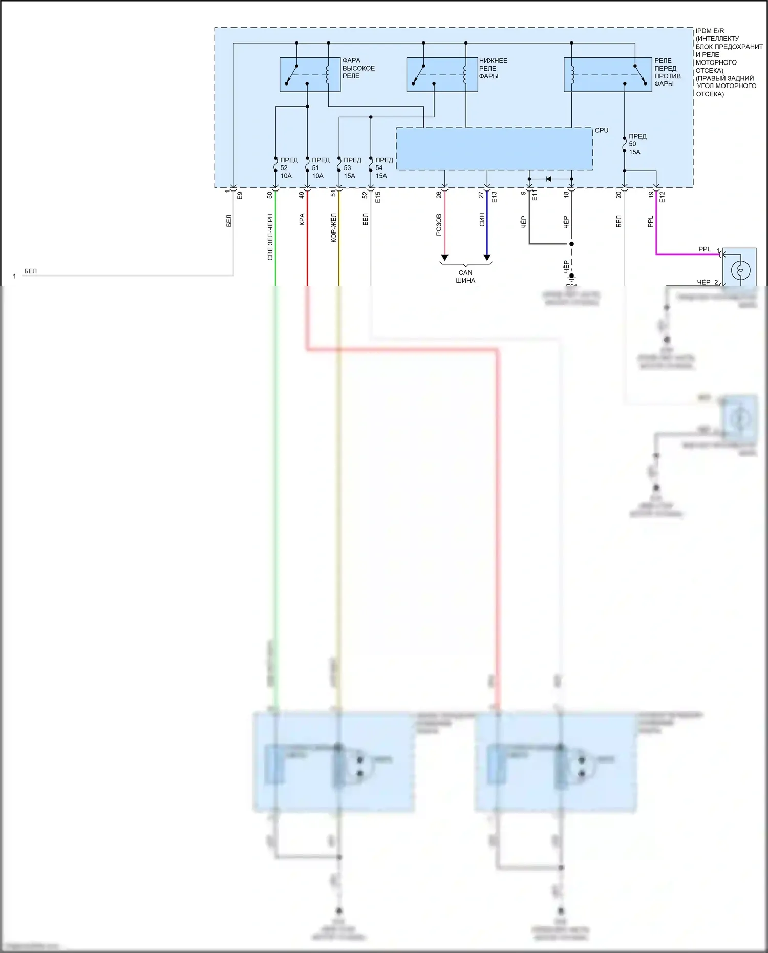 QX80 Infiniti I (2013-2014): Электросхема фар (2 из 2) 
