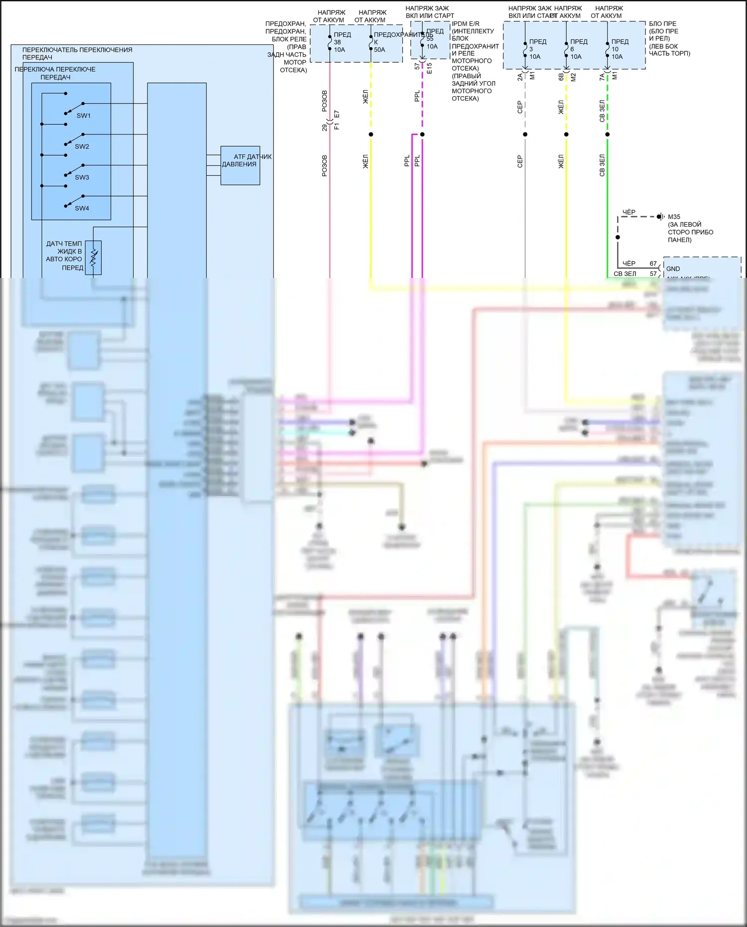 QX80 Infiniti I (2013-2014): Электросхема автоматической коробки передач 