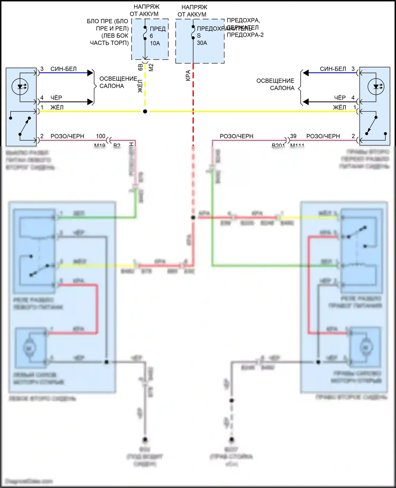 QX80 Infiniti I (2013-2014): Электросхема освобождения сиденья второго ряда 