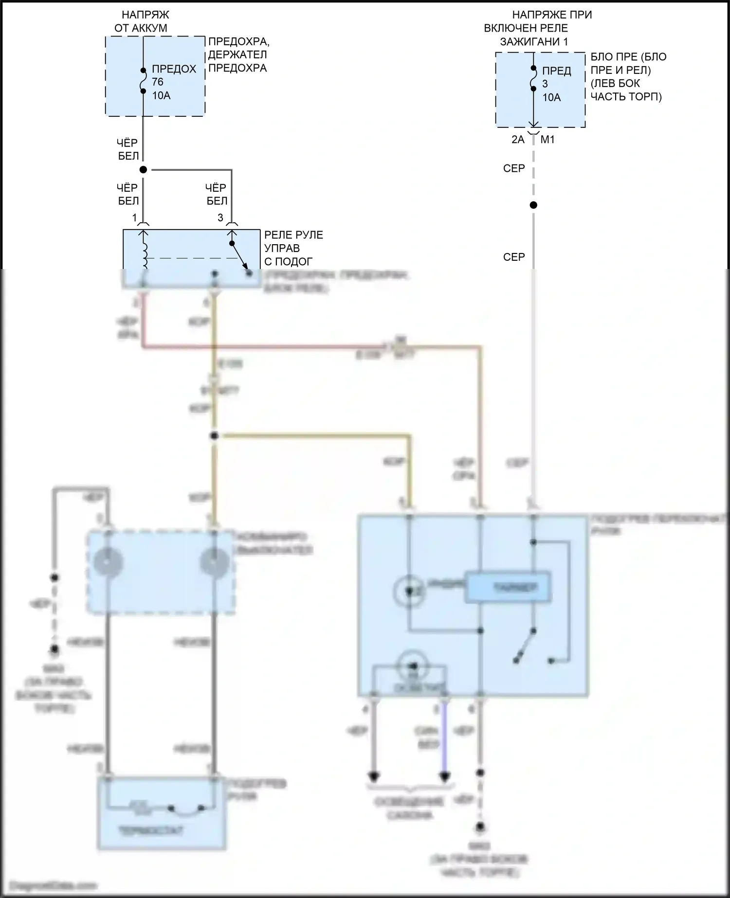 QX80 Infiniti I (2013-2014): Электросхема рулевого колеса с подогревом 