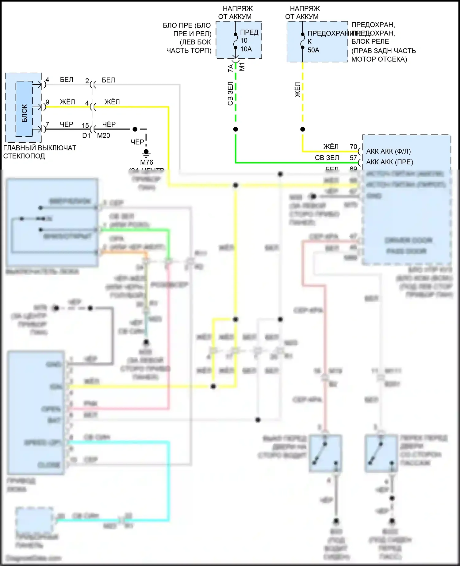 QX80 Infiniti I (2013-2014): Электросхема складной крыши/люка 