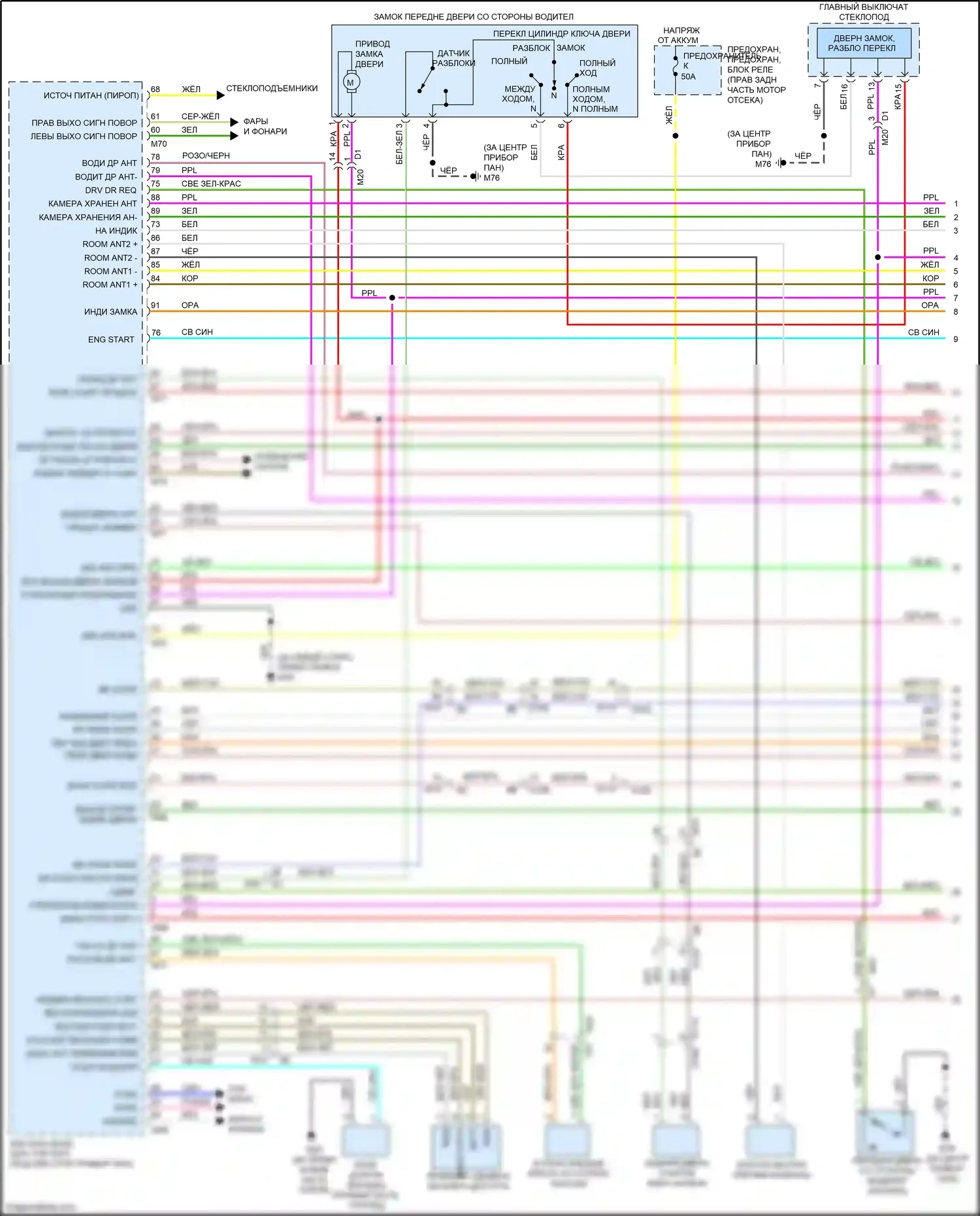 QX80 Infiniti I (2013-2014): Электросхема центрального замка (1 из 4) 