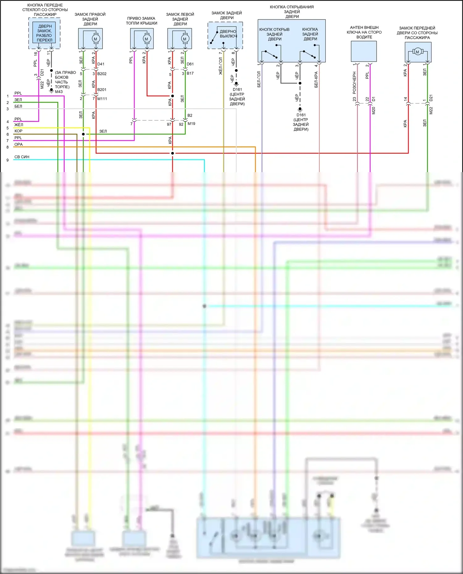 QX80 Infiniti I (2013-2014): Электросхема центрального замка (2 из 4) 