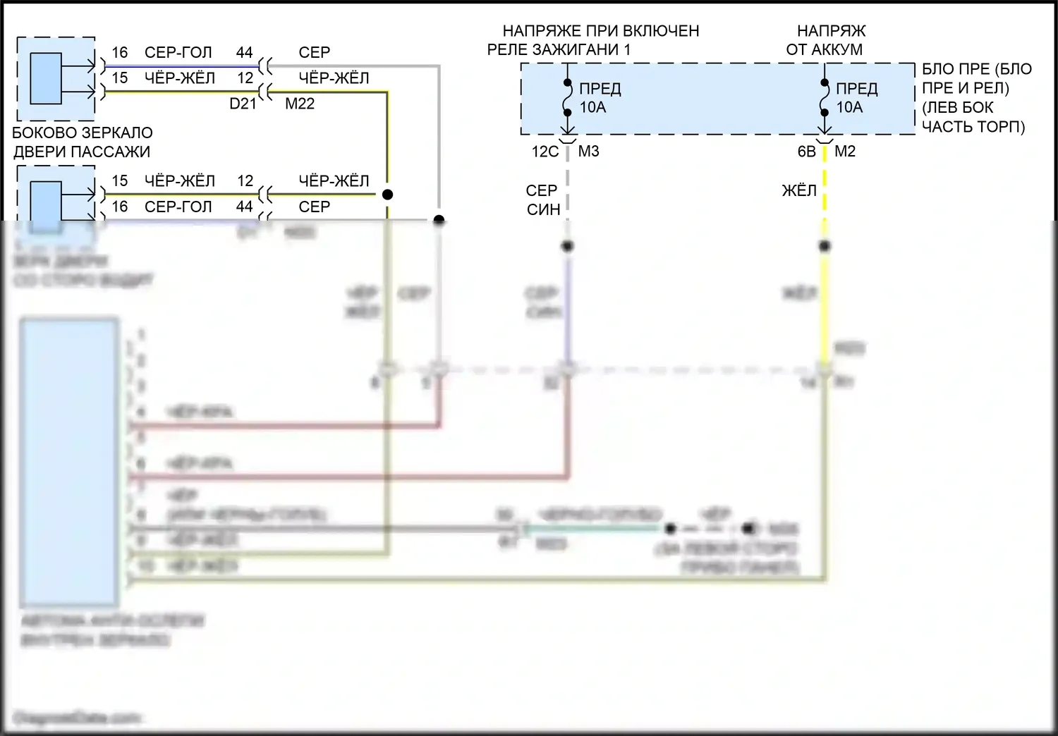 QX80 Infiniti I (2013-2014): Электросхема управления зеркалами заднего вида 