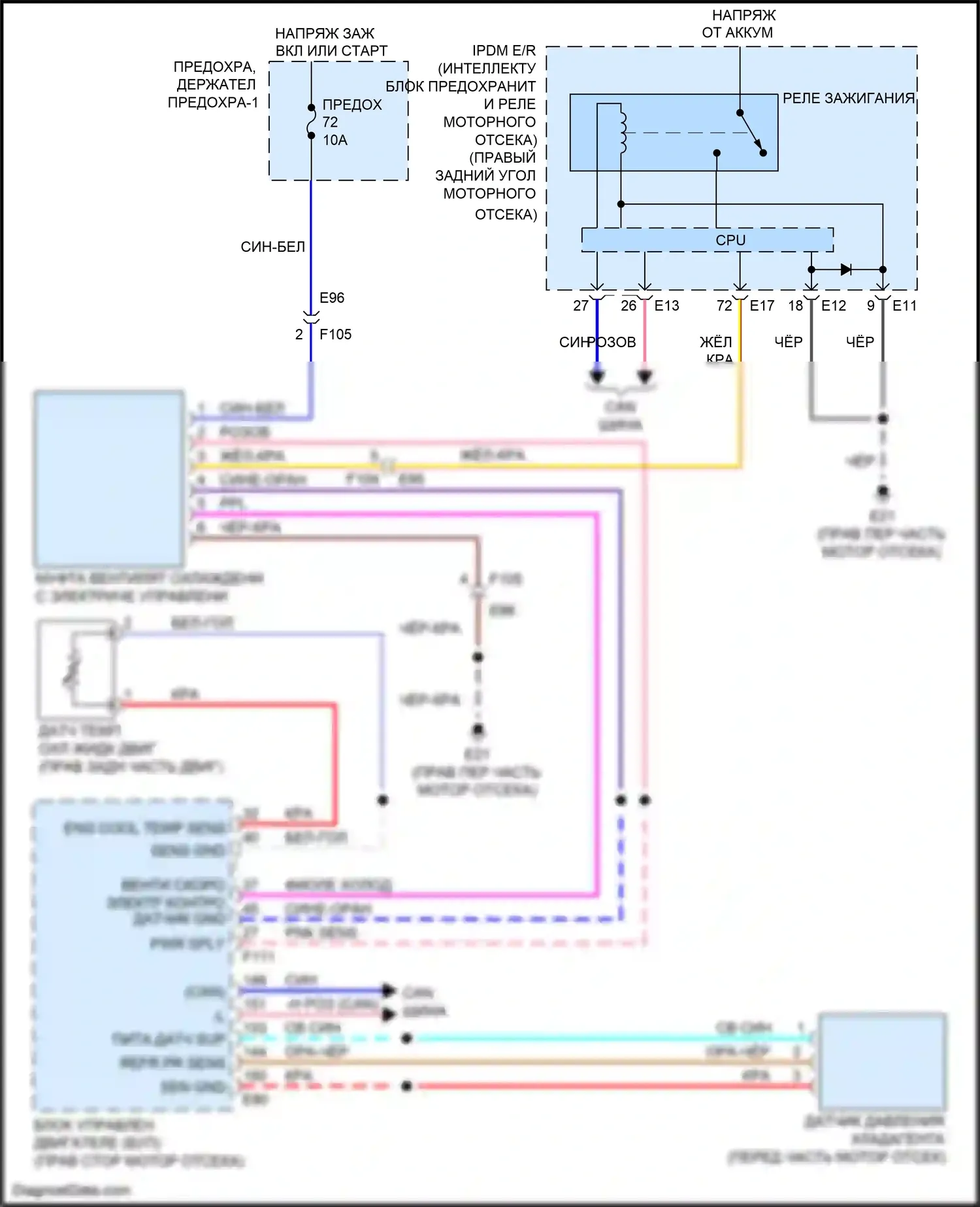 QX80 Infiniti I (2013-2014): Электросхема вентилятора охлаждения 
