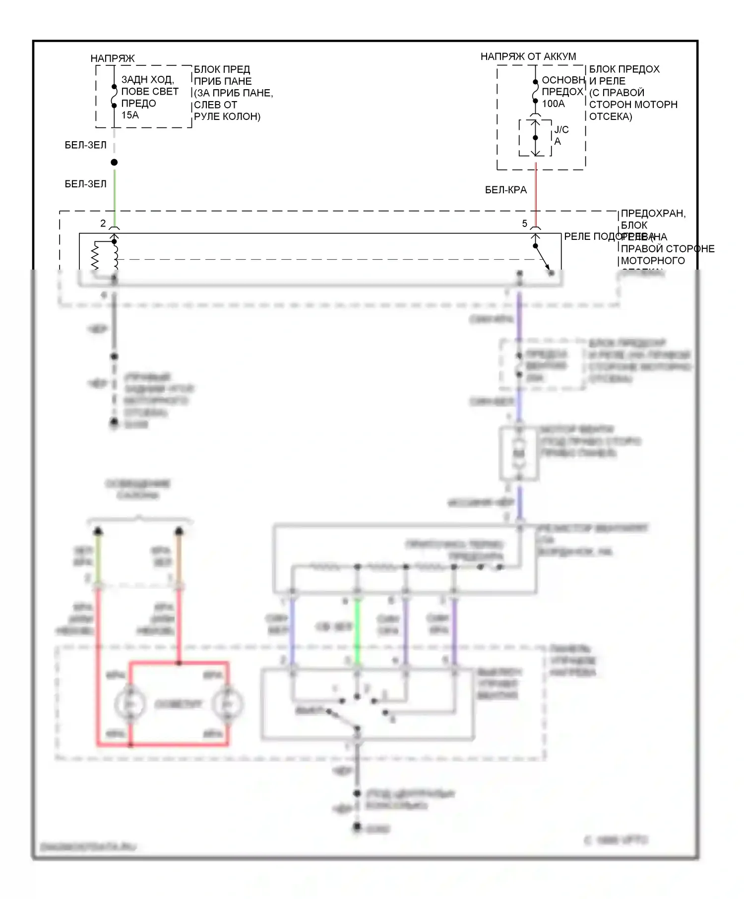 Amigo Isuzu II (1998-2000): Электросхема нагревателя 