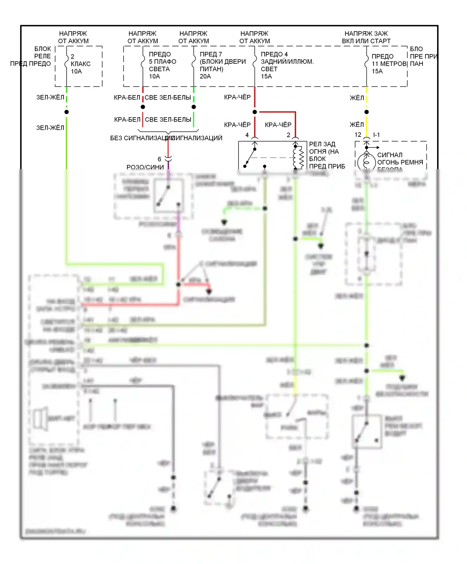 Amigo Isuzu II (1998-2000): Электросхемы системы оповещения 