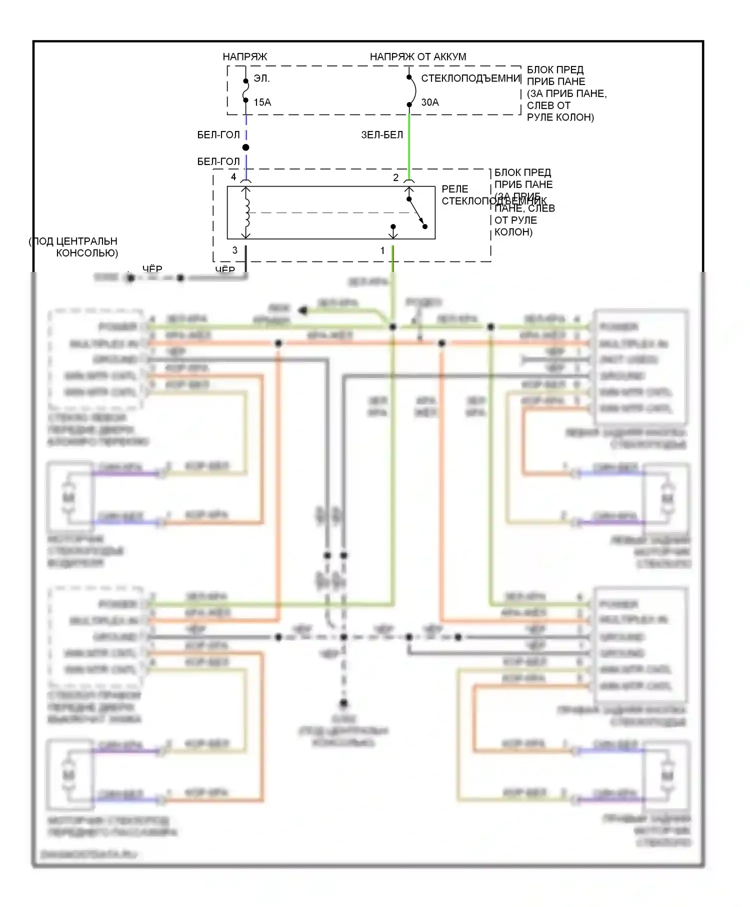Amigo Isuzu II (1998-2000): Электросхема стеклоподъемника 