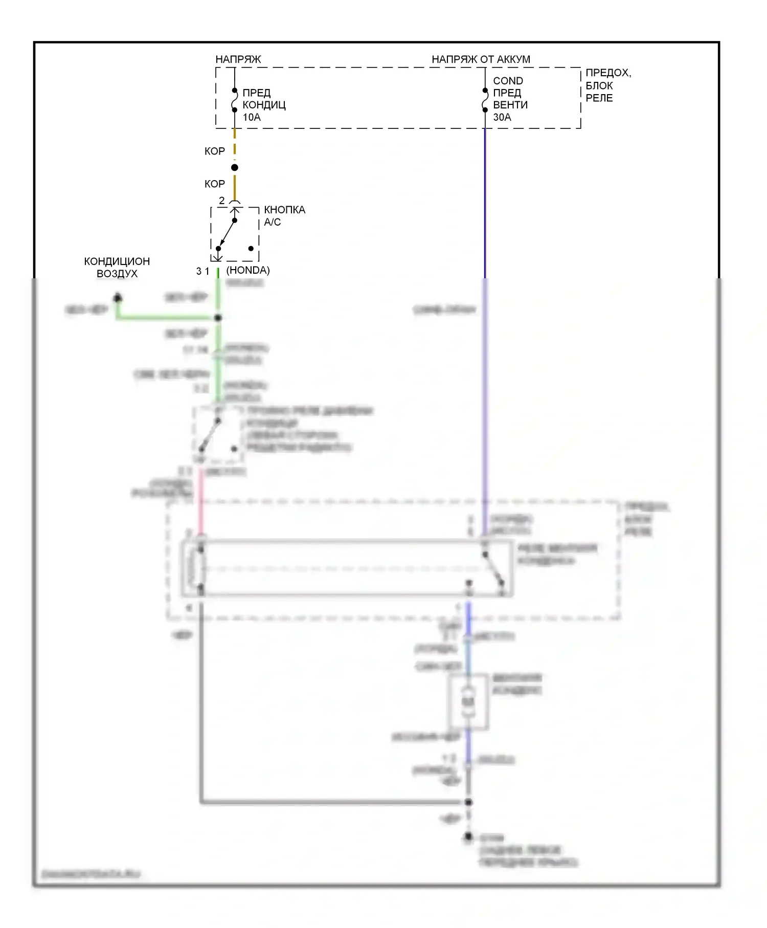 Amigo Isuzu II (1998-2000): 3.2l, электросхема вентилятора охлаждения 