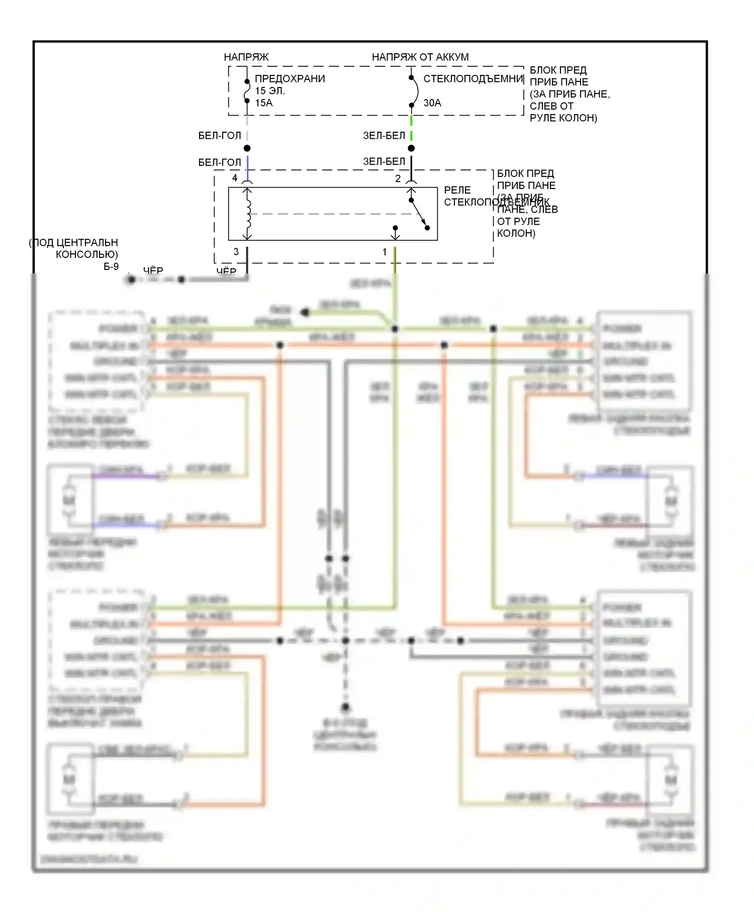 Axiom Isuzu I (2001-2004): Электросхема стеклоподъемника 