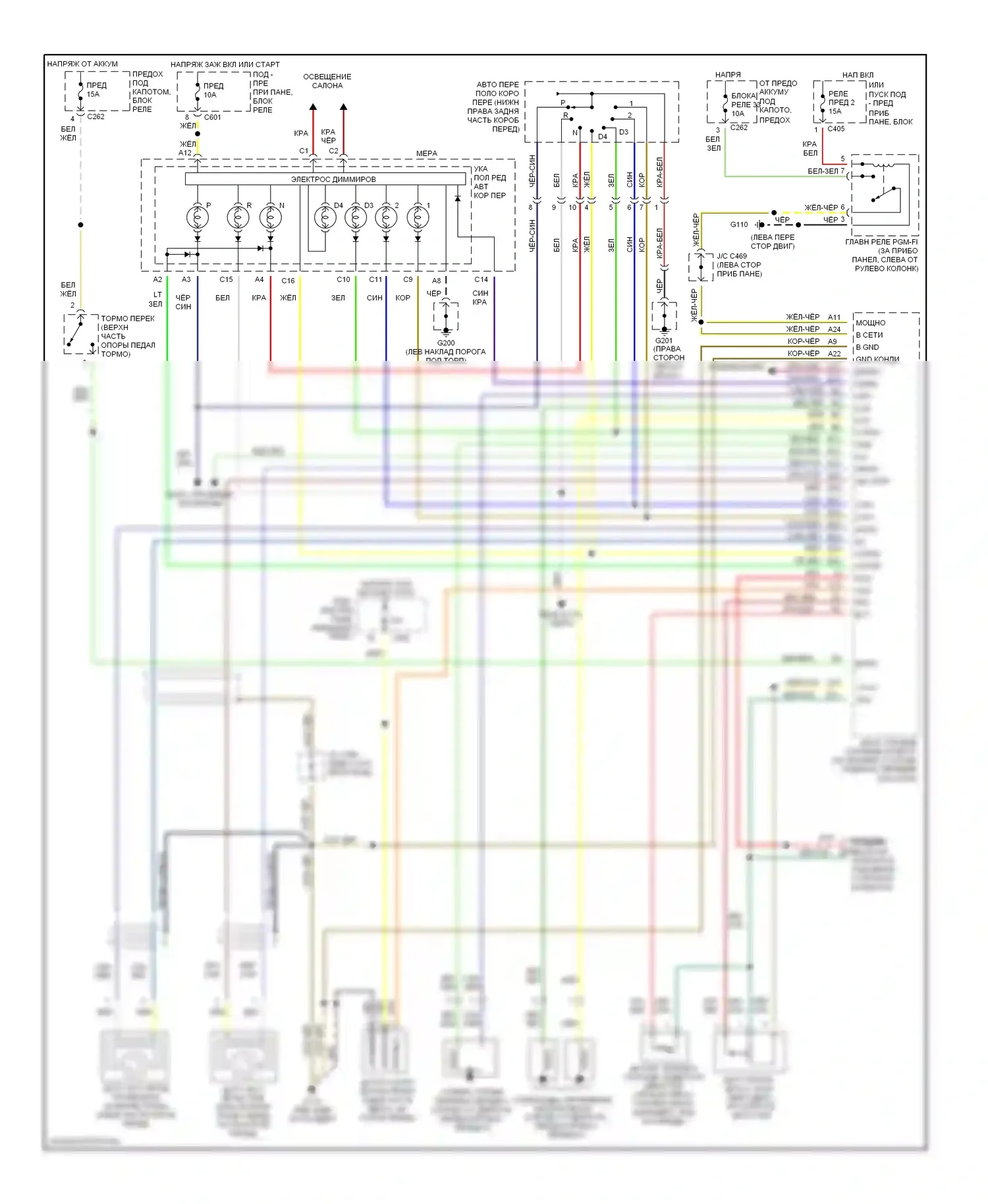 Oasis Isuzu I (1995-1999): Электросхема автоматической коробки передач 