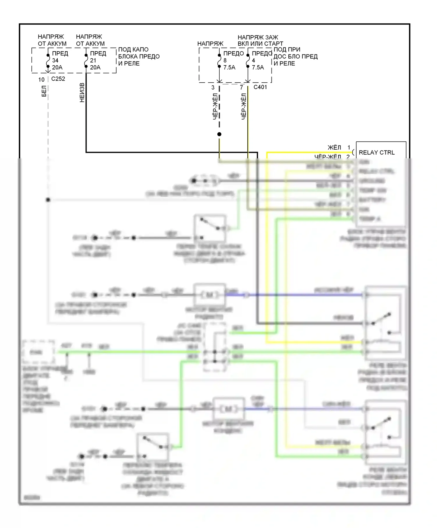 Oasis Isuzu I (1995-1999): Электросхема вентилятора охлаждения 