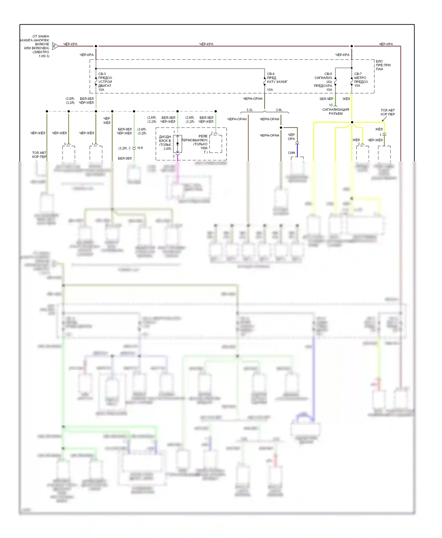 Rodeo Isuzu I (1989-1998): Электросхема блока предохранителей реле (3 из 3) 