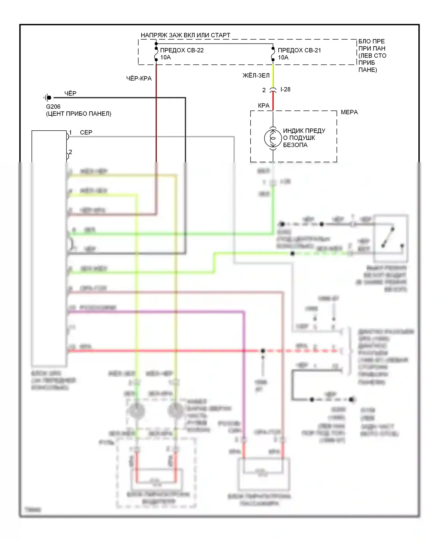 Rodeo Isuzu I (1989-1998): Электросхема подушек безопасности 