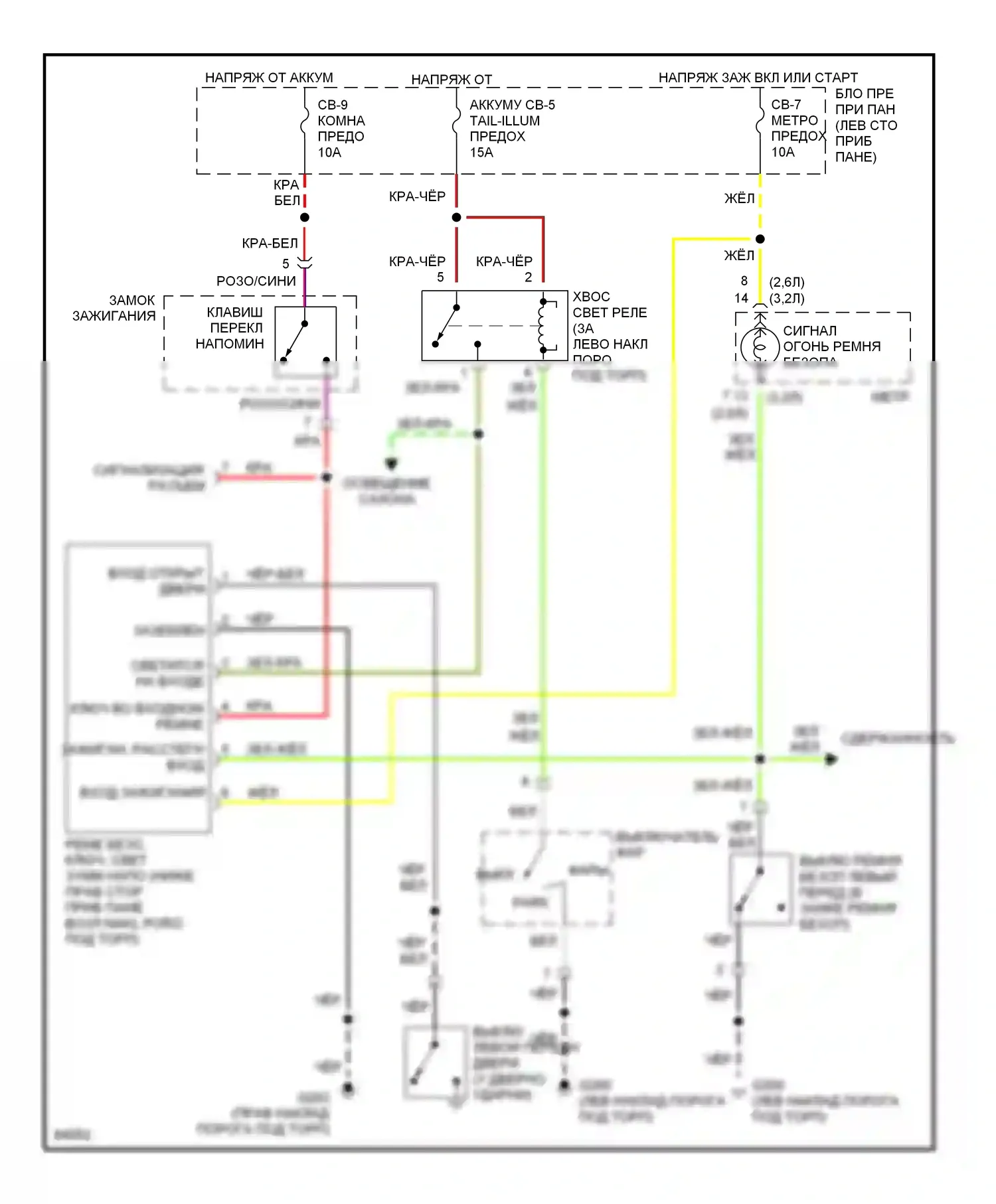Rodeo Isuzu I (1989-1998): Электросхемы системы оповещения 