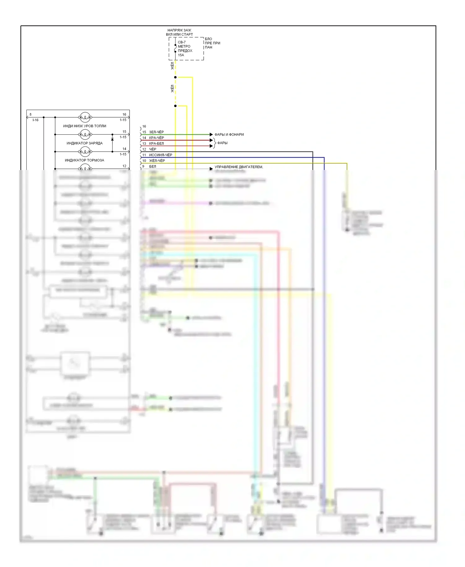 Rodeo Isuzu I (1989-1998): 2.6л, электросхема приборной панели 