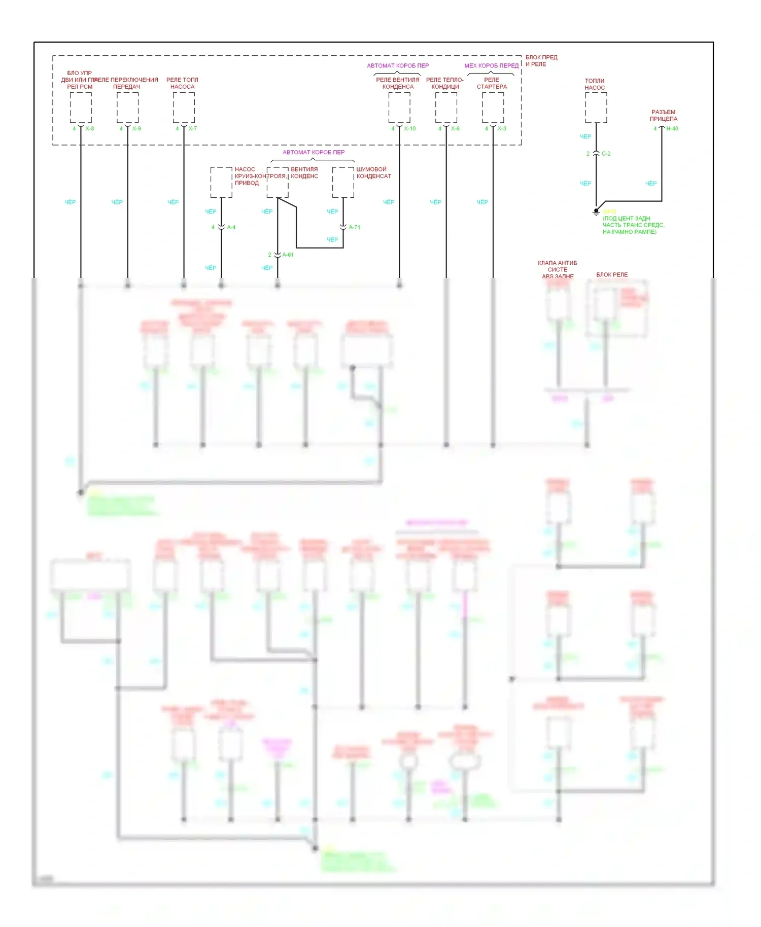 Rodeo Isuzu I (1989-1998): Электросхема точек подключения масс (2 из 3) 
