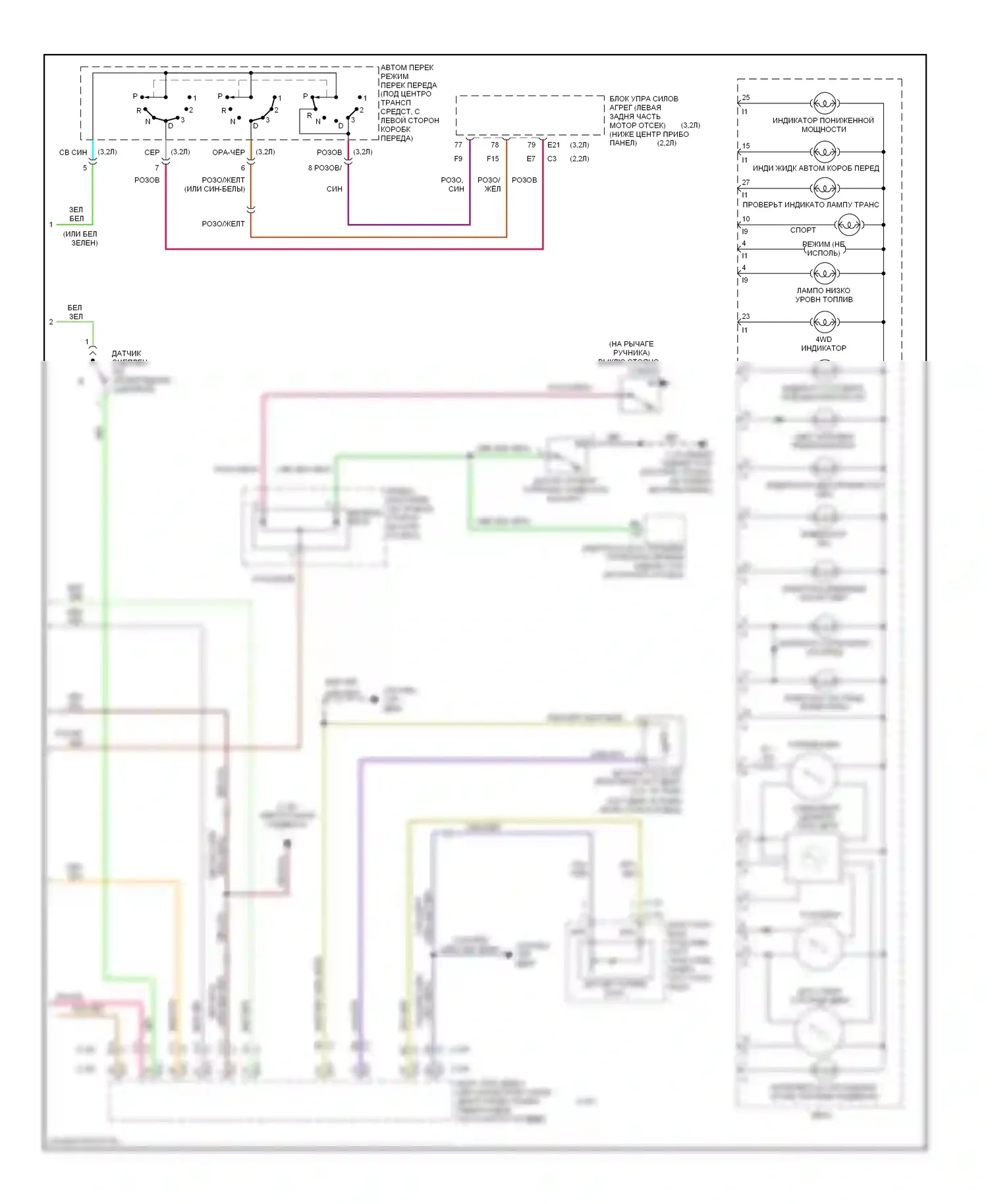 Rodeo Isuzu II (1998-2004): Электросхема приборной панели (2 из 2) 