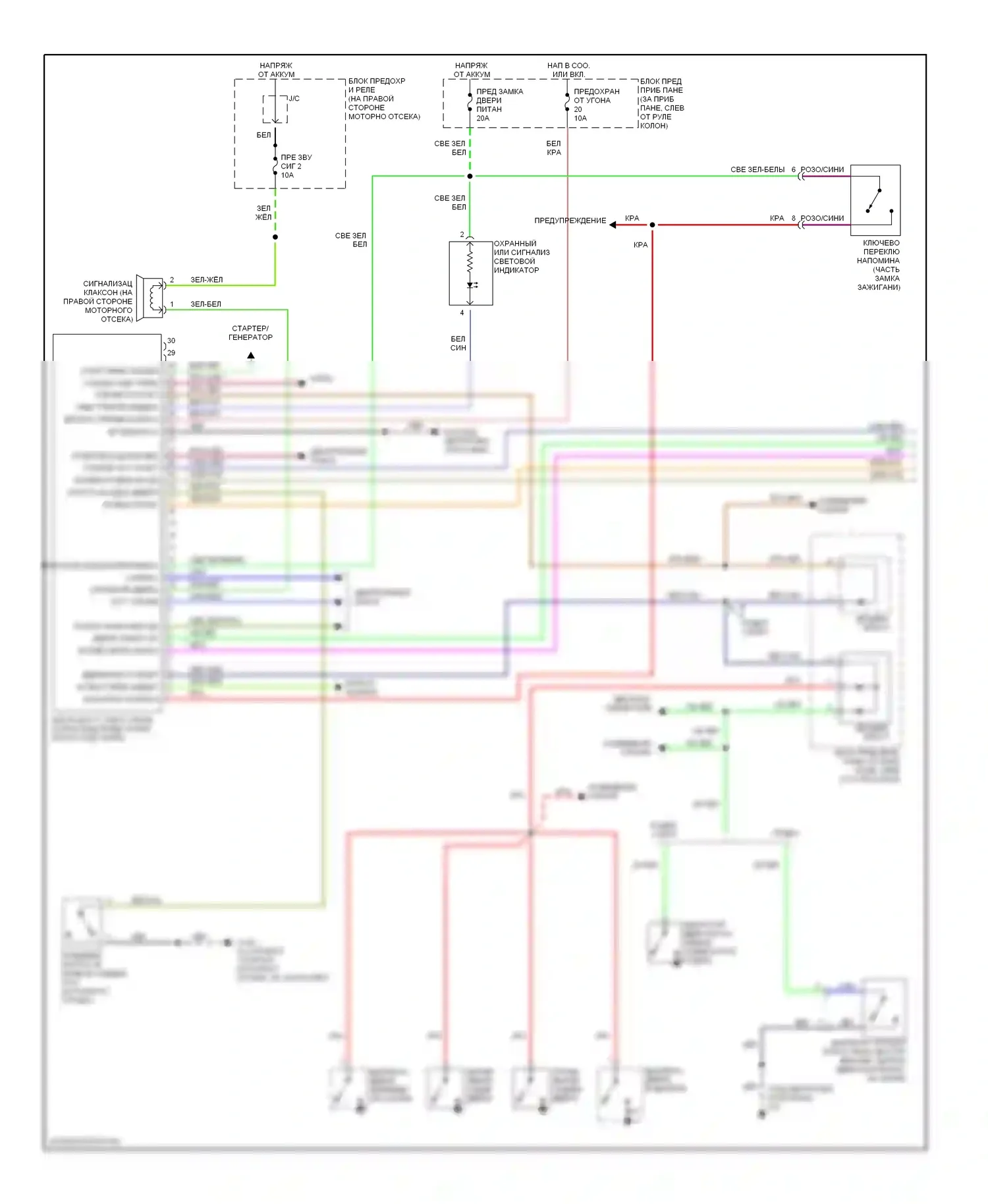 Rodeo Isuzu II (1998-2004): Сигнализации электросхема (1 из 2) 
