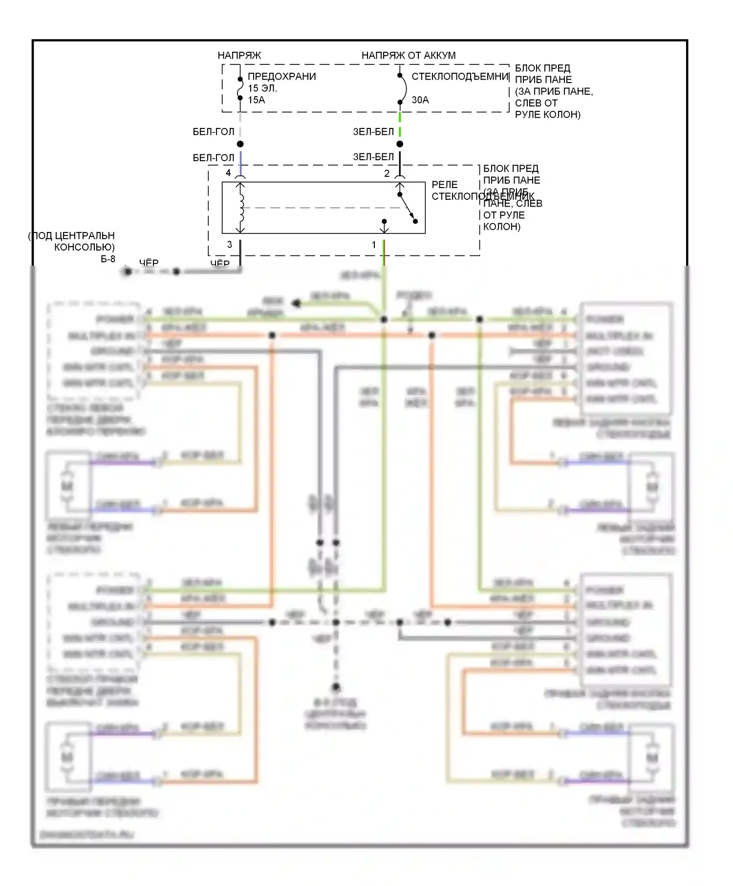 Rodeo Isuzu II (1998-2004): Электросхема стеклоподъемника 