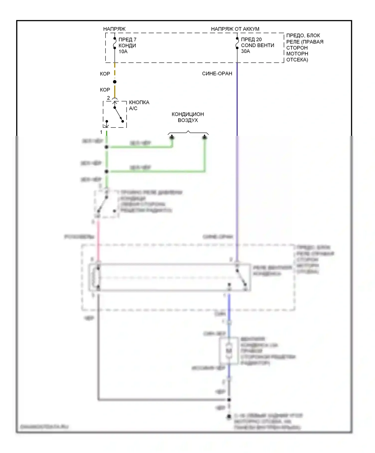 Rodeo Isuzu II (1998-2004): 3.2l, электросхема вентилятора охлаждения 
