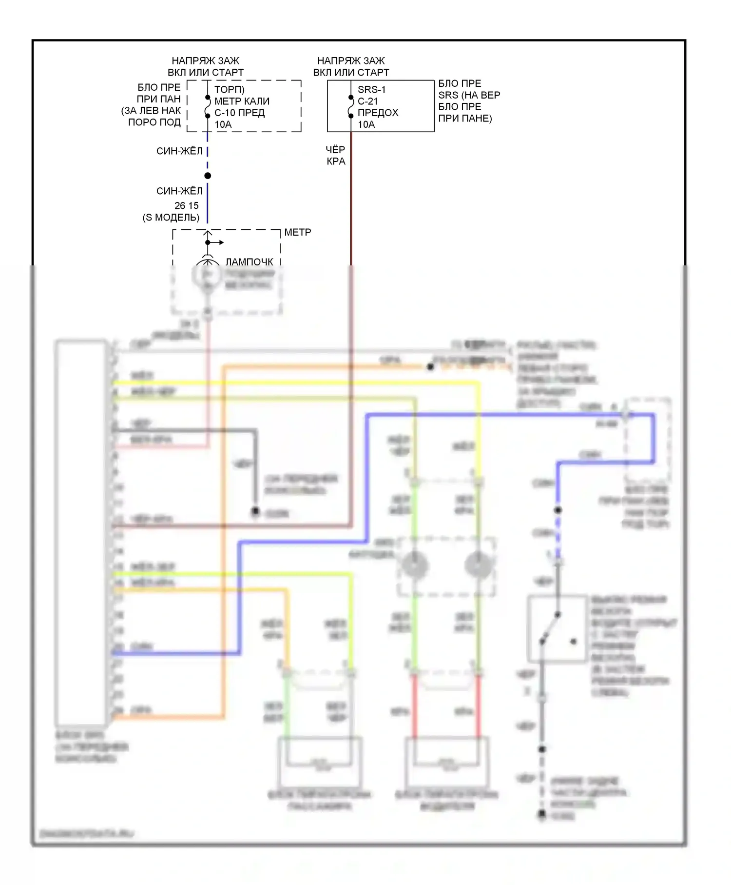 Trooper Isuzu II (1992-2002): Электросхема подушек безопасности 