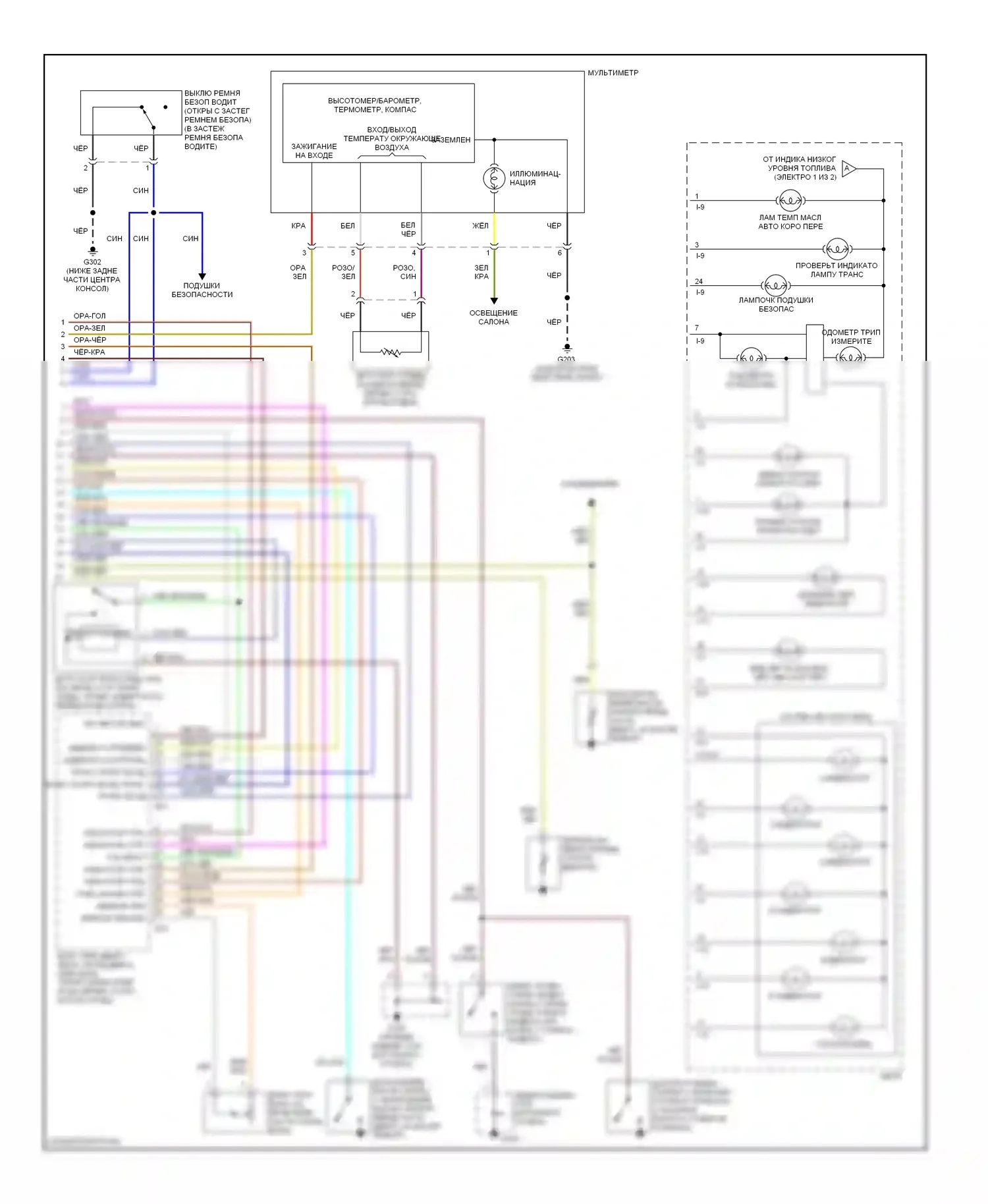 Trooper Isuzu II (1992-2002): Электросхема приборной панели, s модель (2 из 2) 