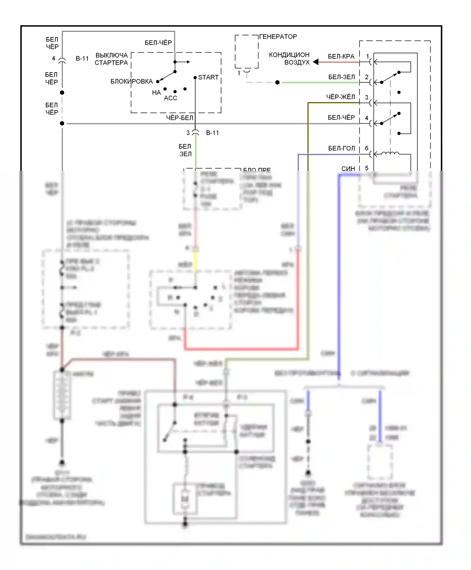 Trooper Isuzu II (1992-2002): Электросхема стартера, акпп 