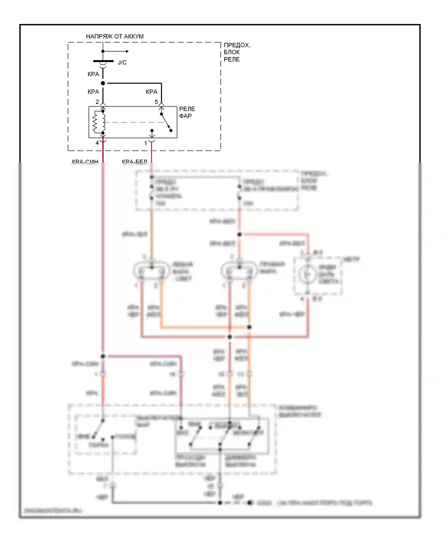 VehiCross Isuzu I (1997-2001): Электросхема фар 