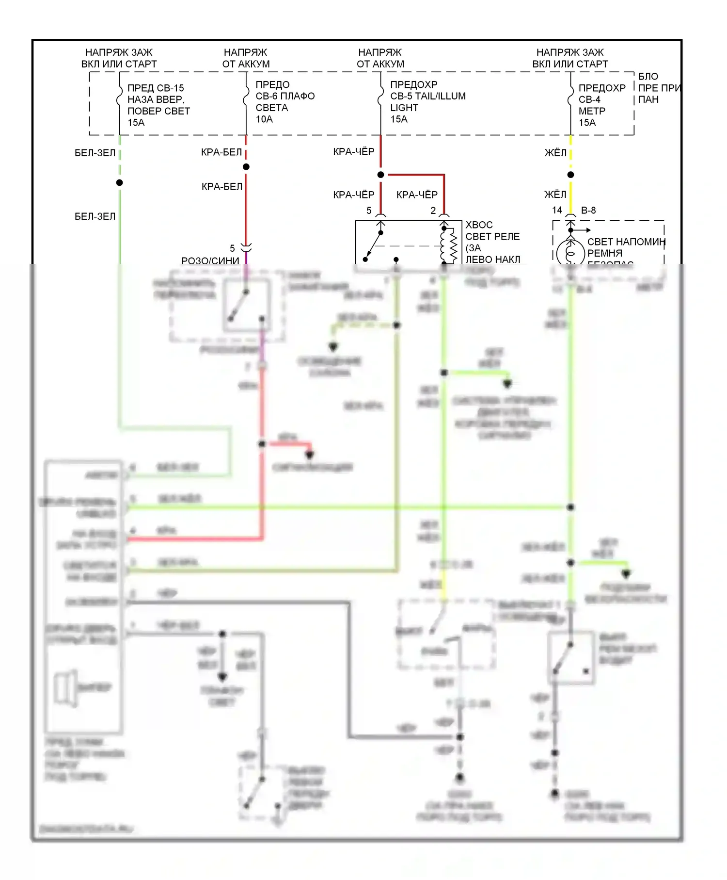 VehiCross Isuzu I (1997-2001): Электросхемы системы оповещения 