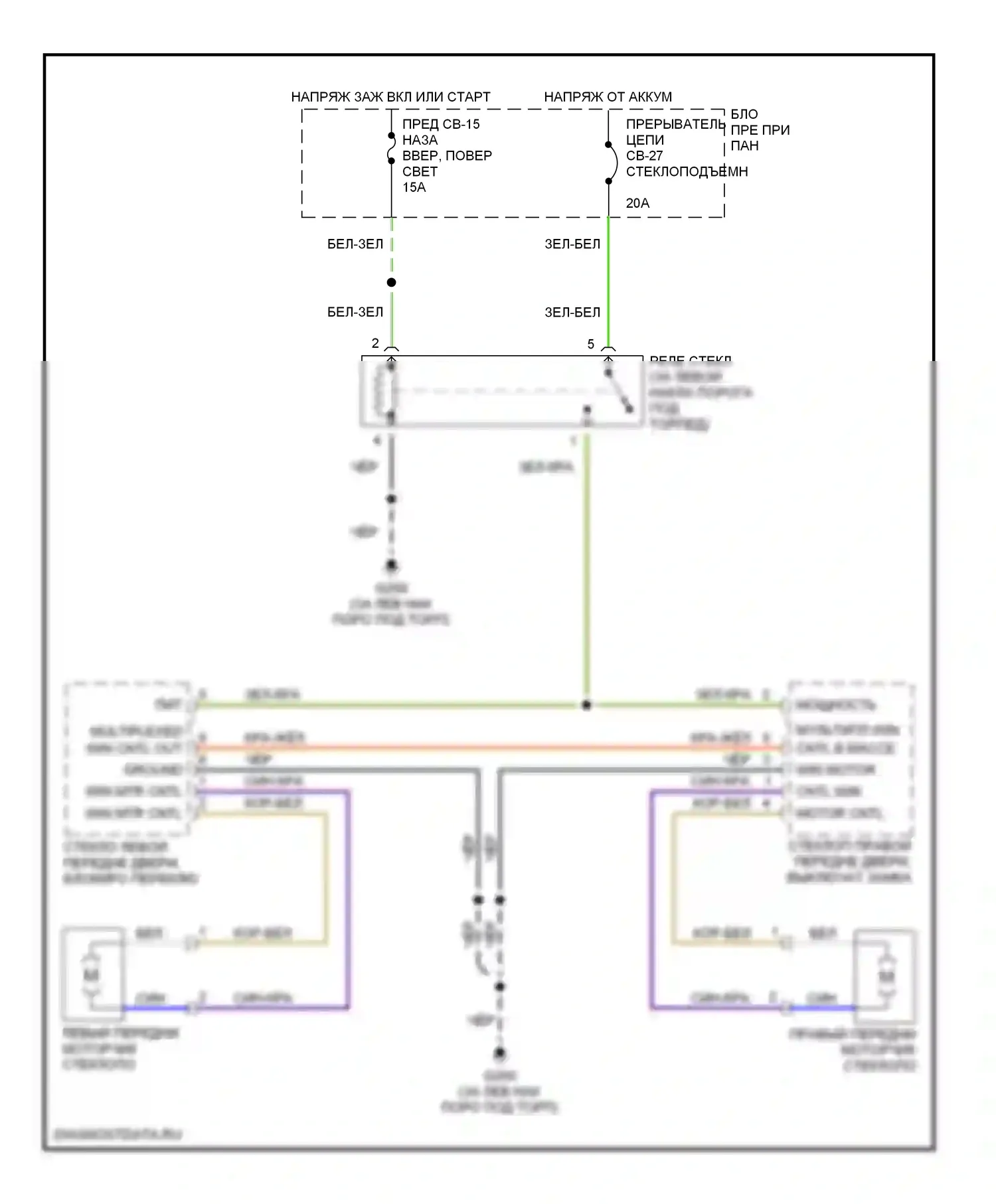 VehiCross Isuzu I (1997-2001): Электросхема стеклоподъемника 