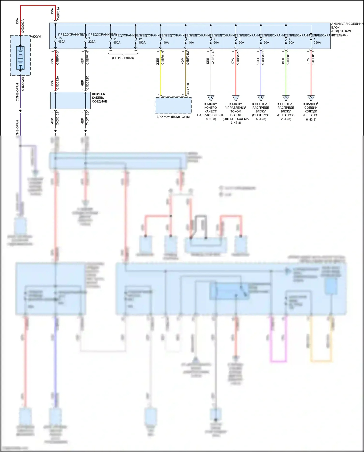 F-Pace Jaguar I (2016-2020): Электросхема блока предохранителей реле (1 из 8) 