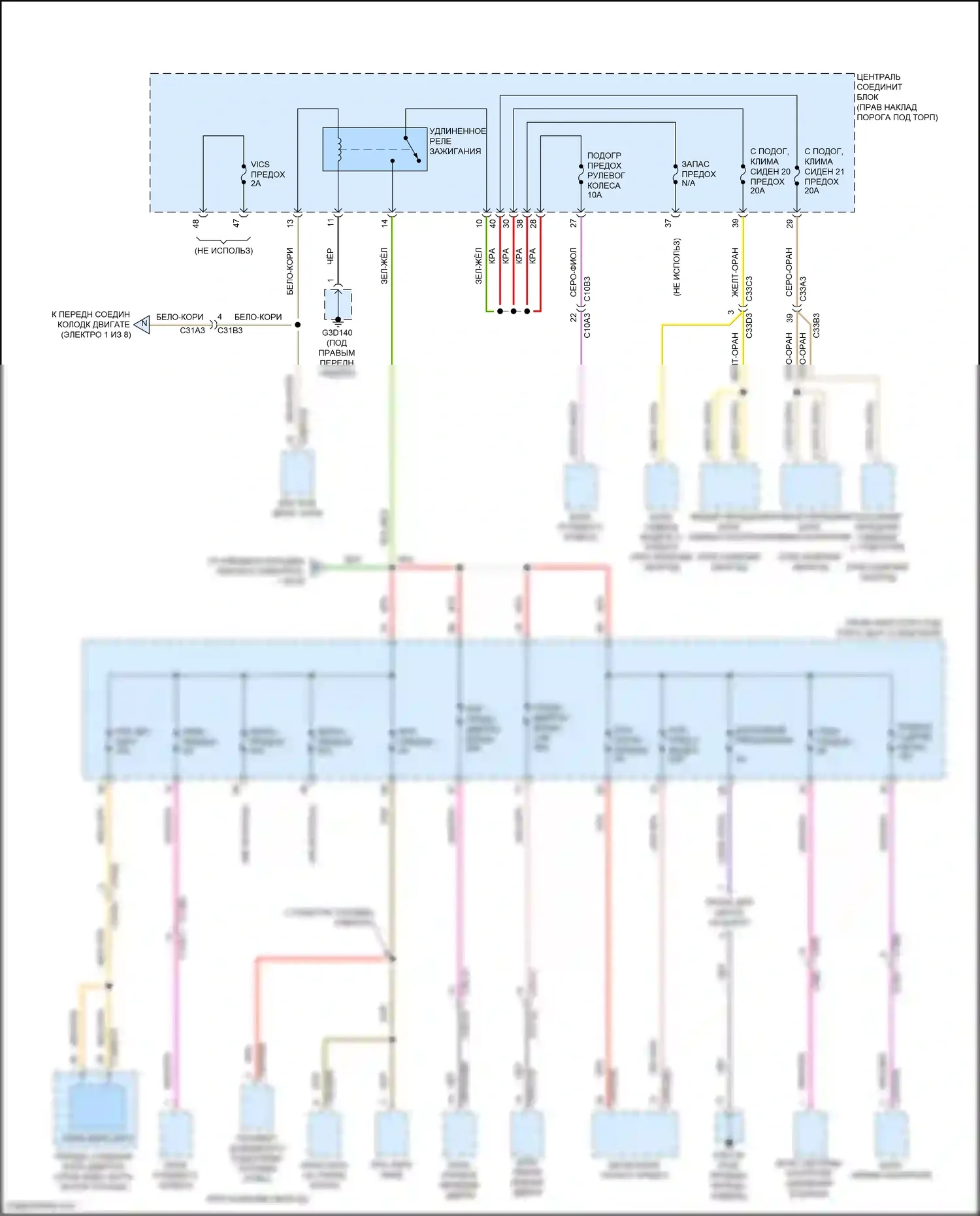 F-Pace Jaguar I (2016-2020): Электросхема блока предохранителей реле (2 из 8) 