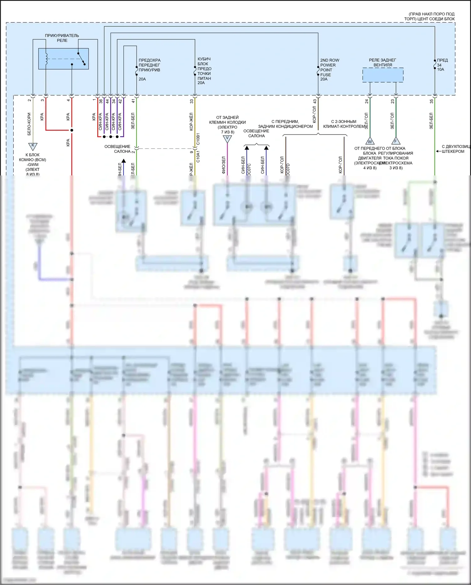 F-Pace Jaguar I (2016-2020): Электросхема блока предохранителей реле (5 из 8) 