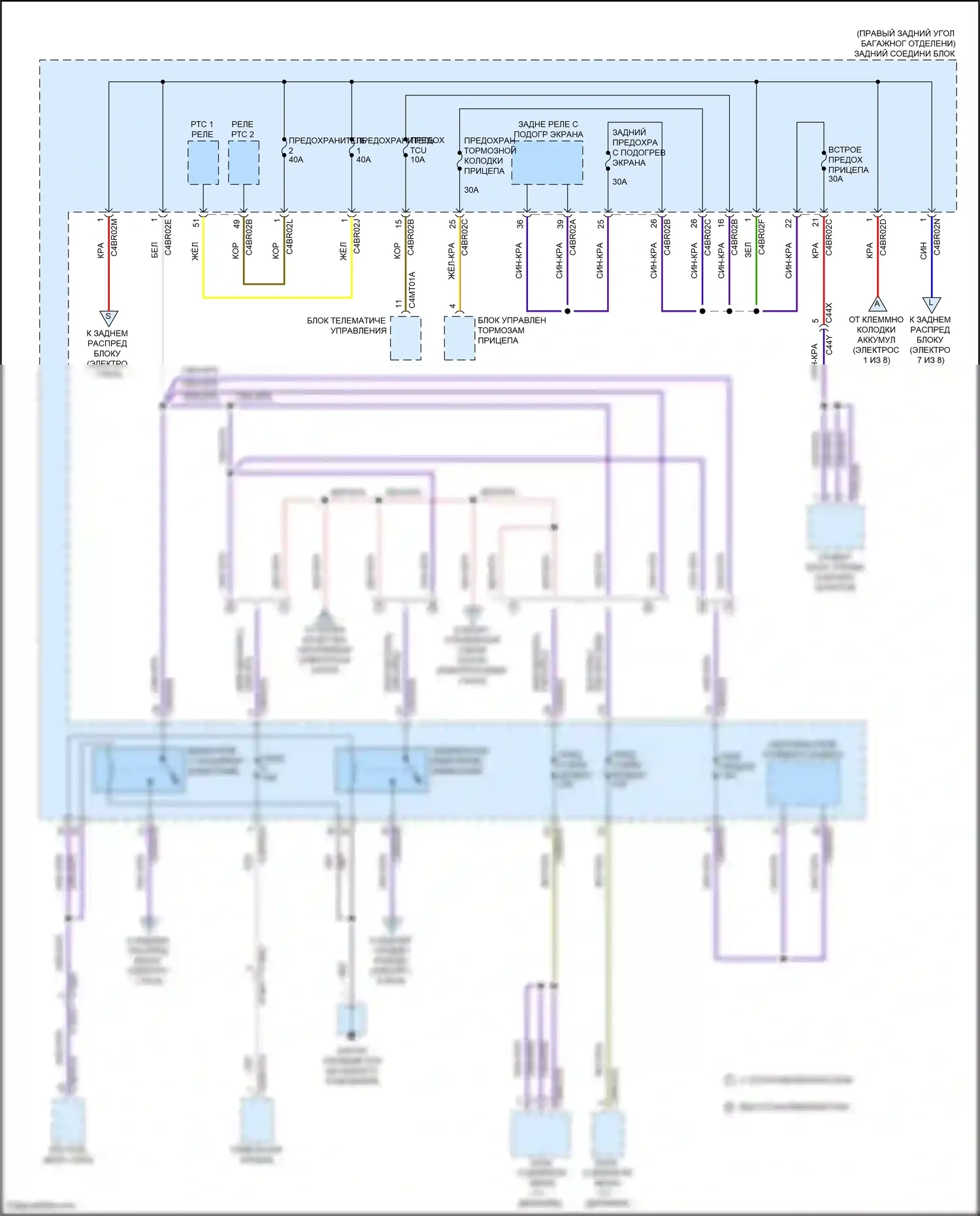 F-Pace Jaguar I (2016-2020): Электросхема блока предохранителей реле (6 из 8) 