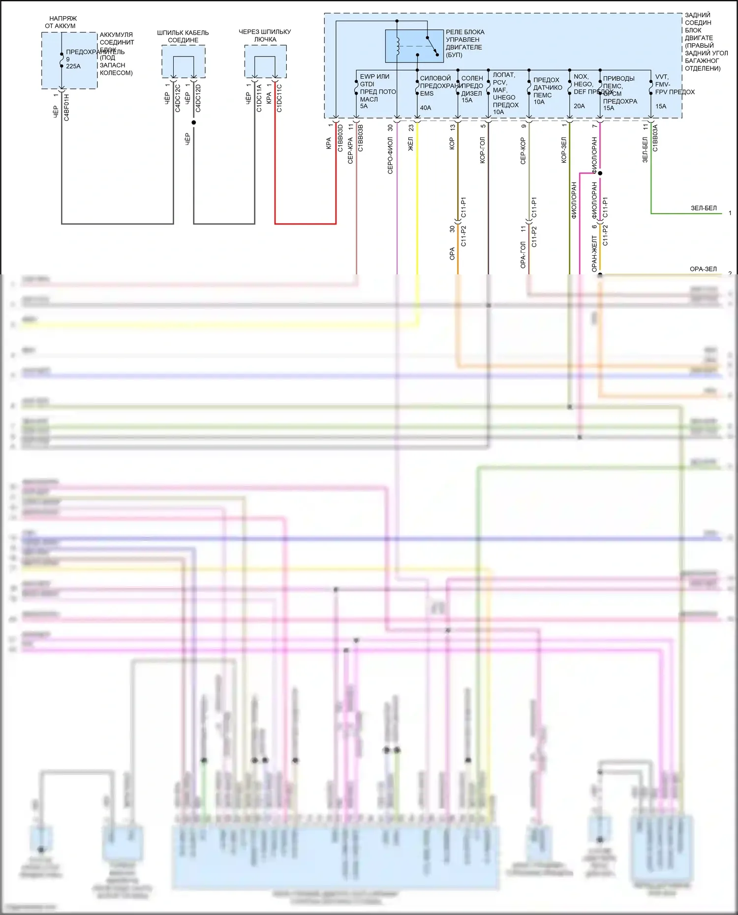 F-Pace Jaguar I (2016-2020): Электросхема двигателя 2.0л турбо дизель (4 из 8) 