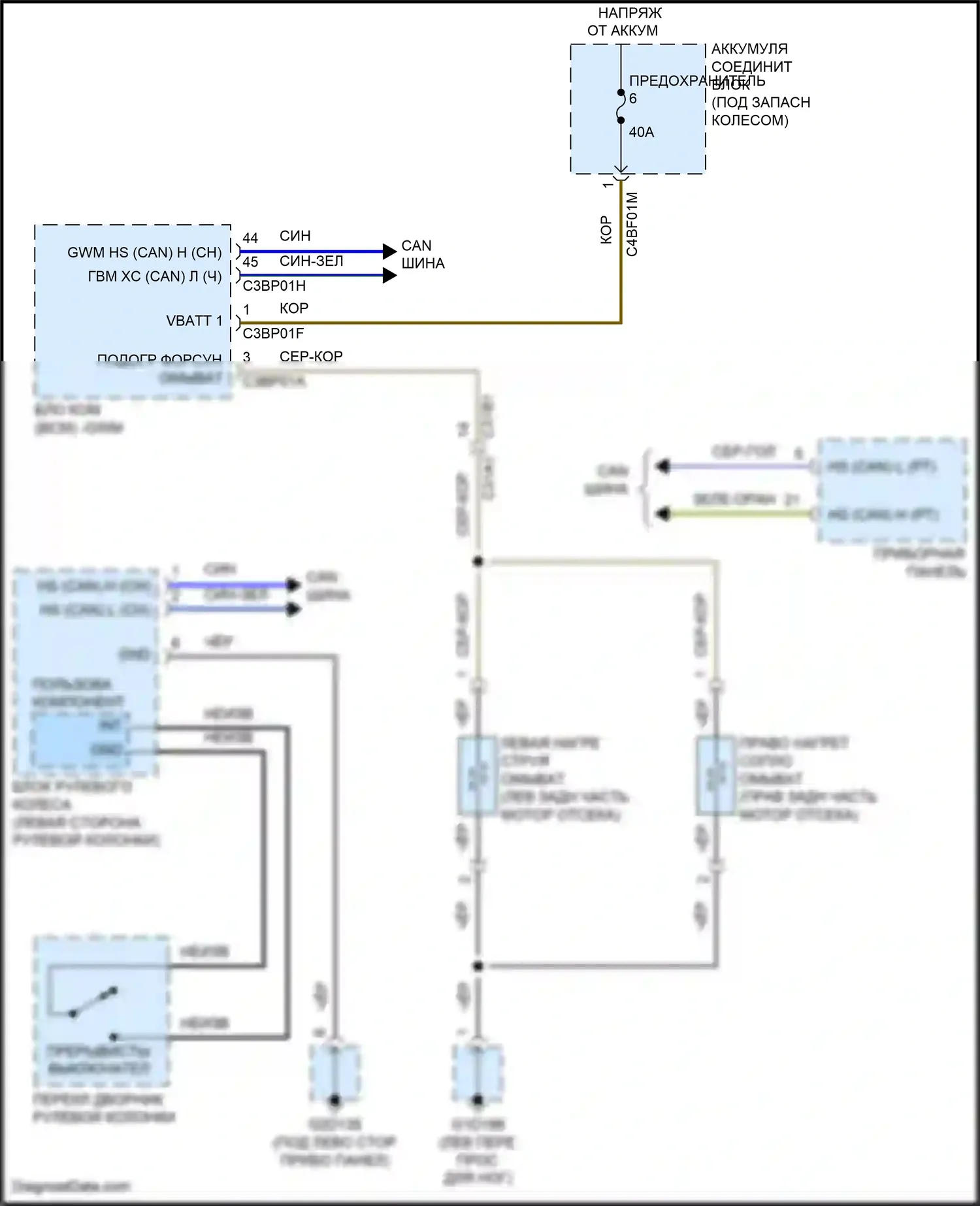 F-Pace Jaguar I (2016-2020): Электросхема подогрева форсунки 