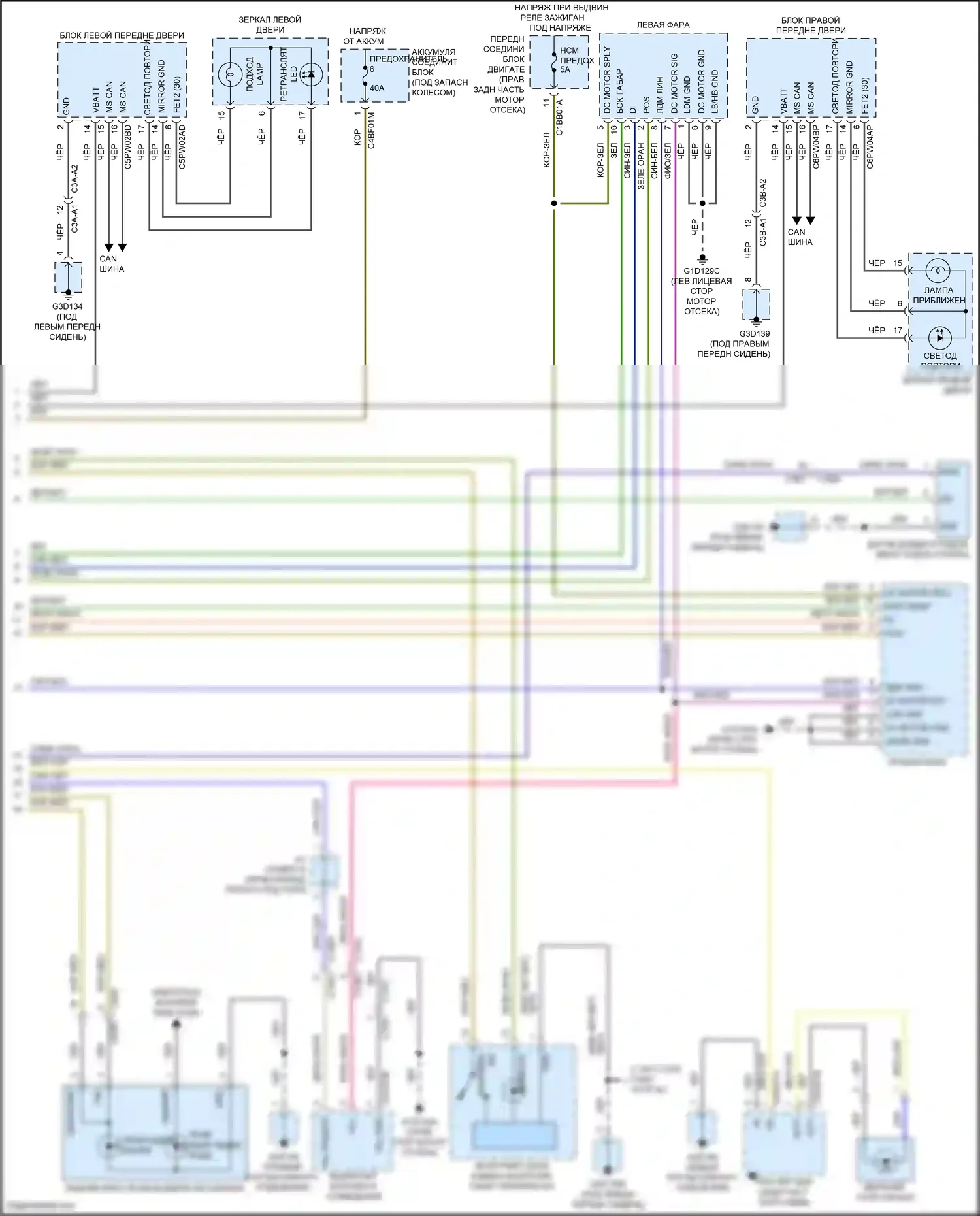 F-Pace Jaguar I (2016-2020): Электросхема фар и фонарей (2 из 2) 