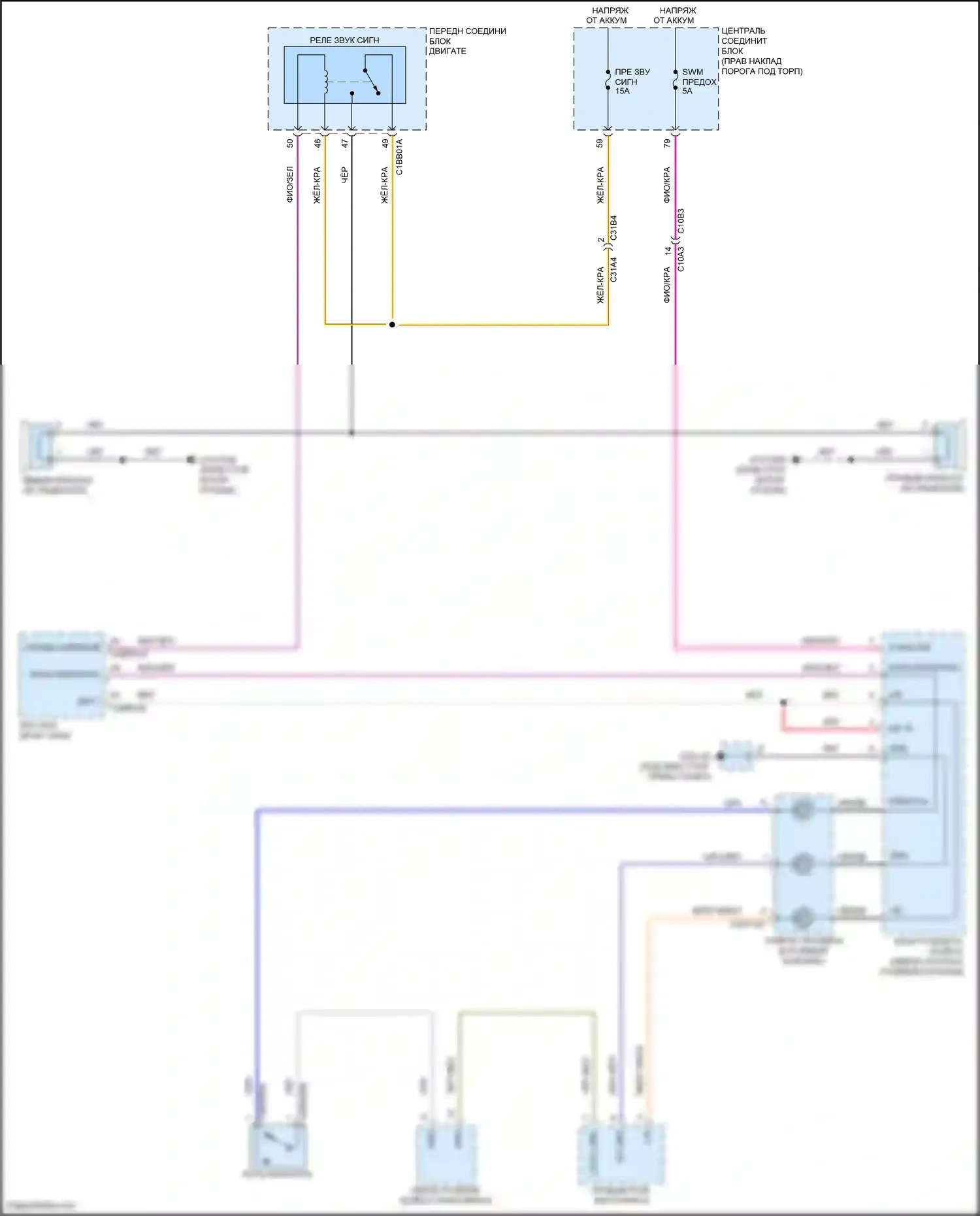 F-Pace Jaguar I (2016-2020): Электросхема клаксона 
