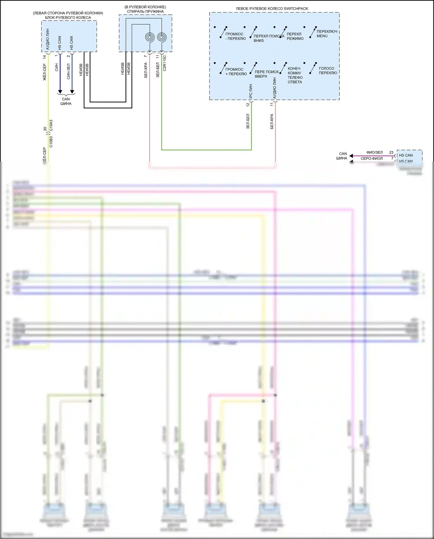 F-Pace Jaguar I (2016-2020): Электросхема базовой магнитолы (3 из 4) 