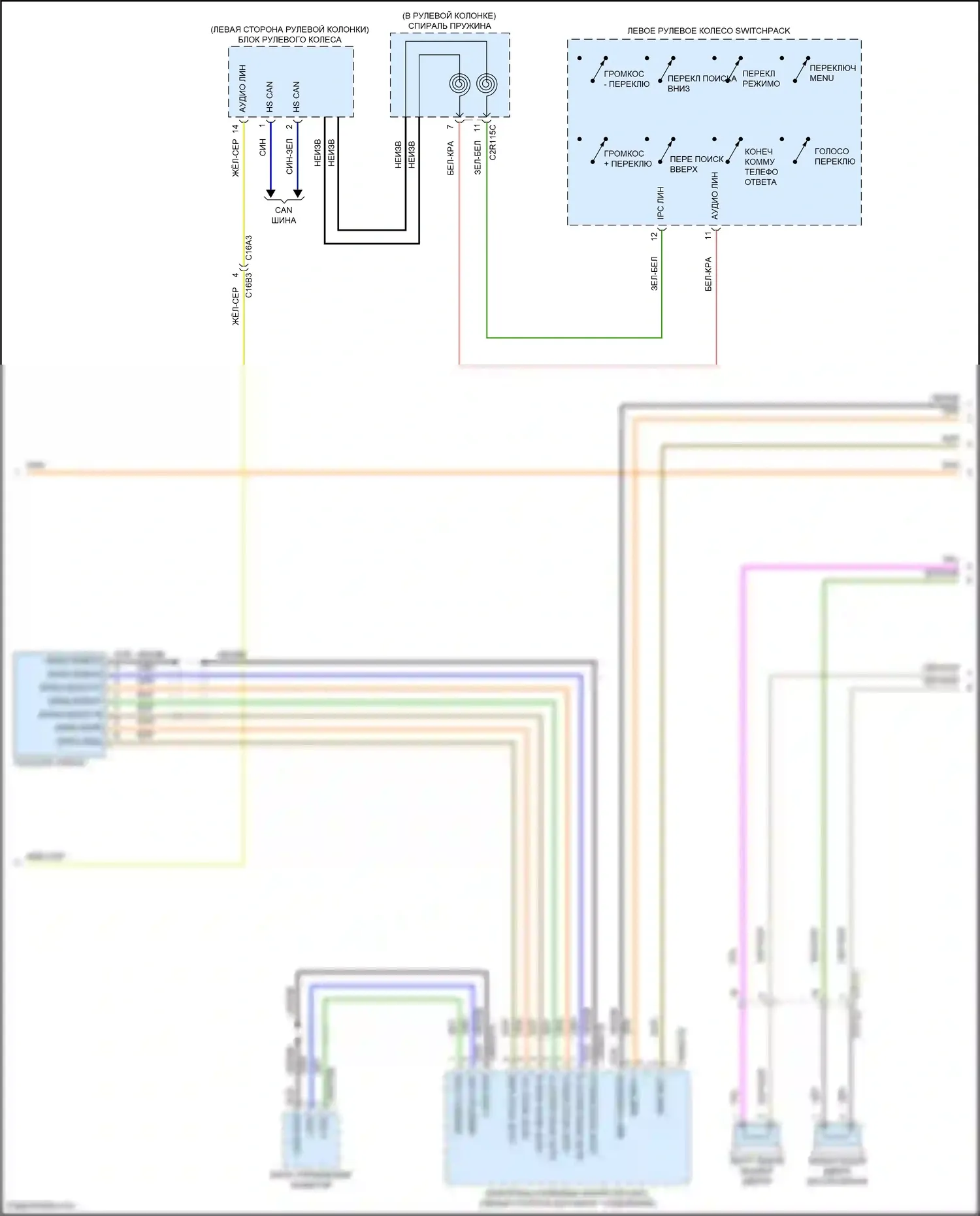 F-Pace Jaguar I (2016-2020): Электросхема магнитолы премиум-класса, система с 17 динамиками (4 из 5) 