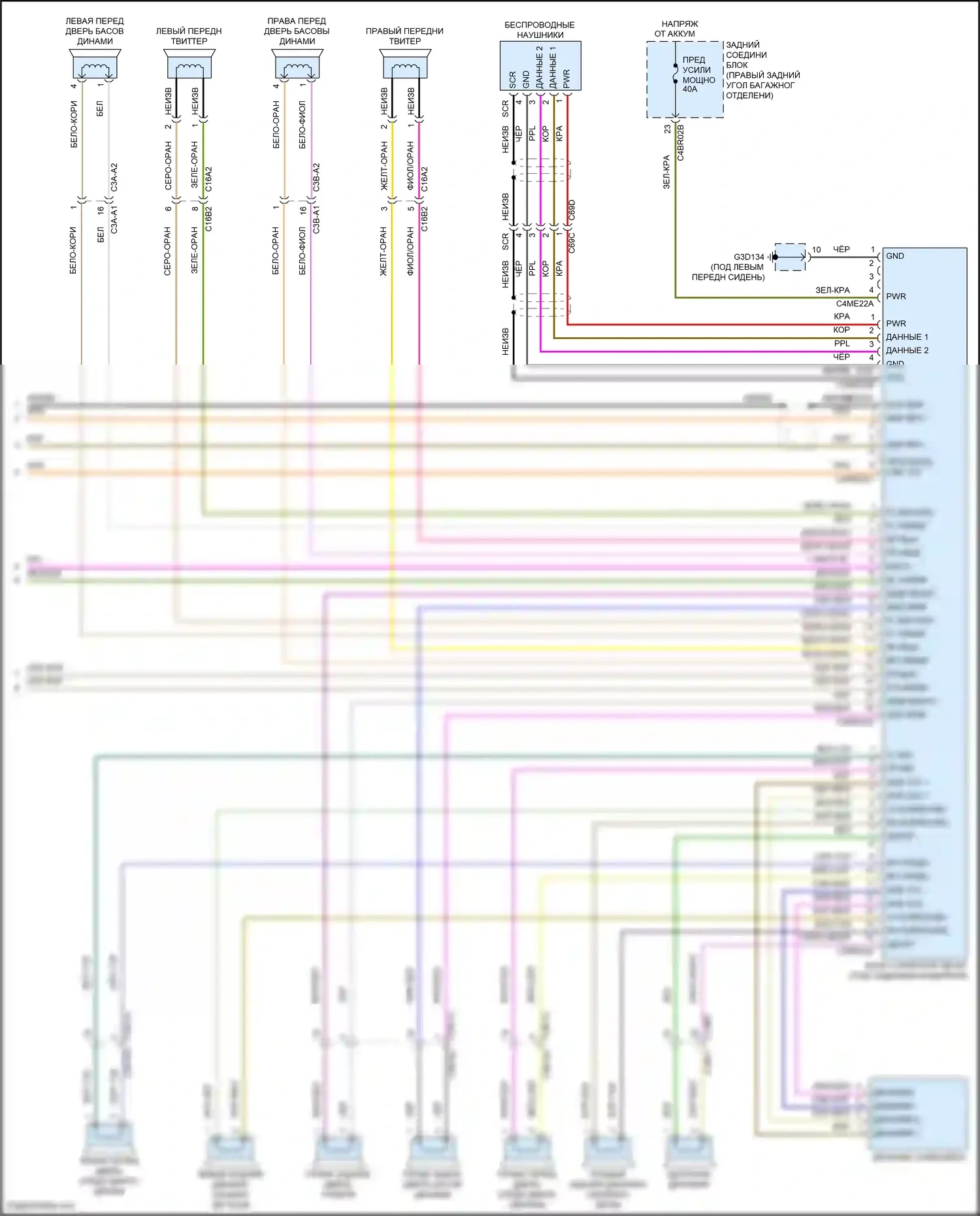 F-Pace Jaguar I (2016-2020): Электросхема магнитолы премиум-класса, система с 17 динамиками (5 из 5) 