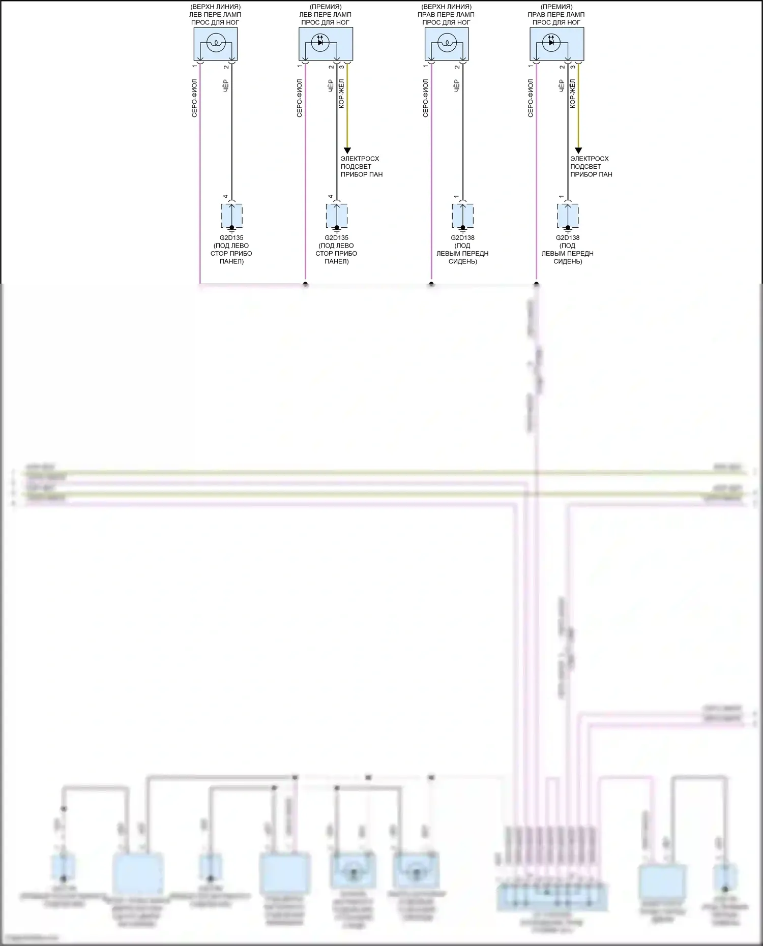 F-Pace Jaguar I (2016-2020): Электросхема освещения салона (2 из 3) 