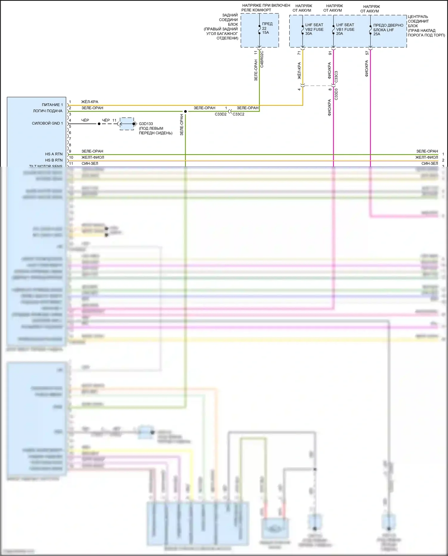 F-Pace Jaguar I (2016-2020): Электросхема сиденья памяти водителя, 10-сторонняя (1 из 2) 