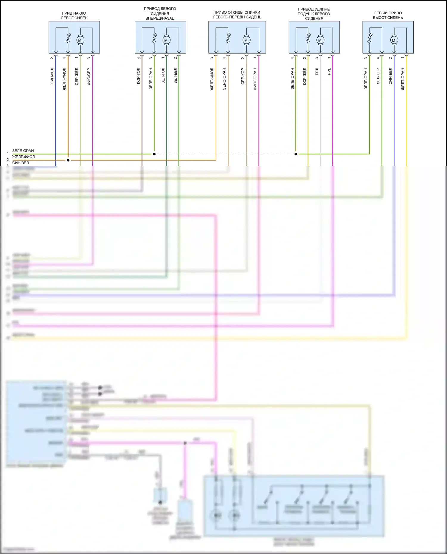 F-Pace Jaguar I (2016-2020): Электросхема сиденья памяти водителя, 10-сторонняя (2 из 2) 
