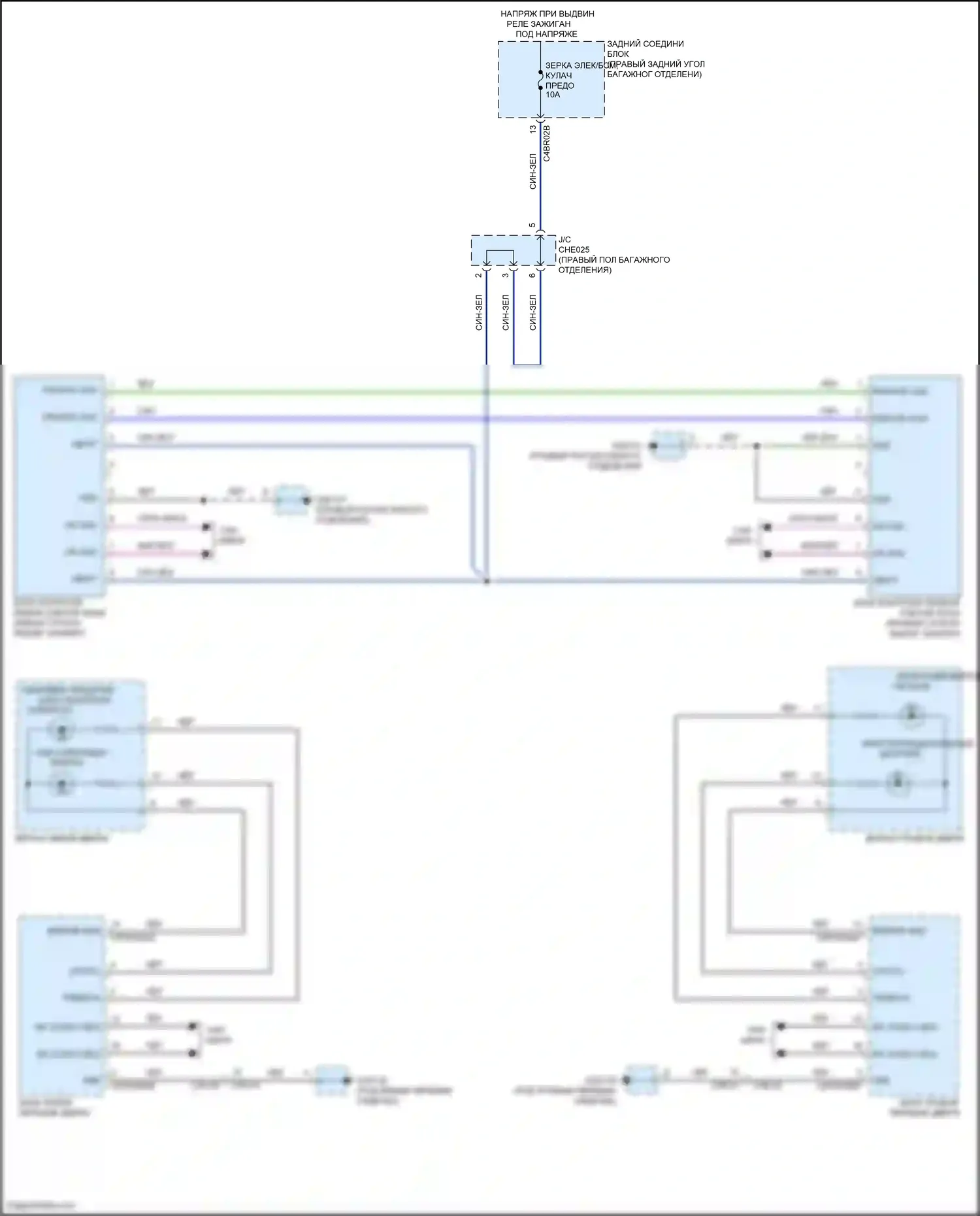 F-Pace Jaguar I (2016-2020): Электросхема мониторинга в слепой зоне 