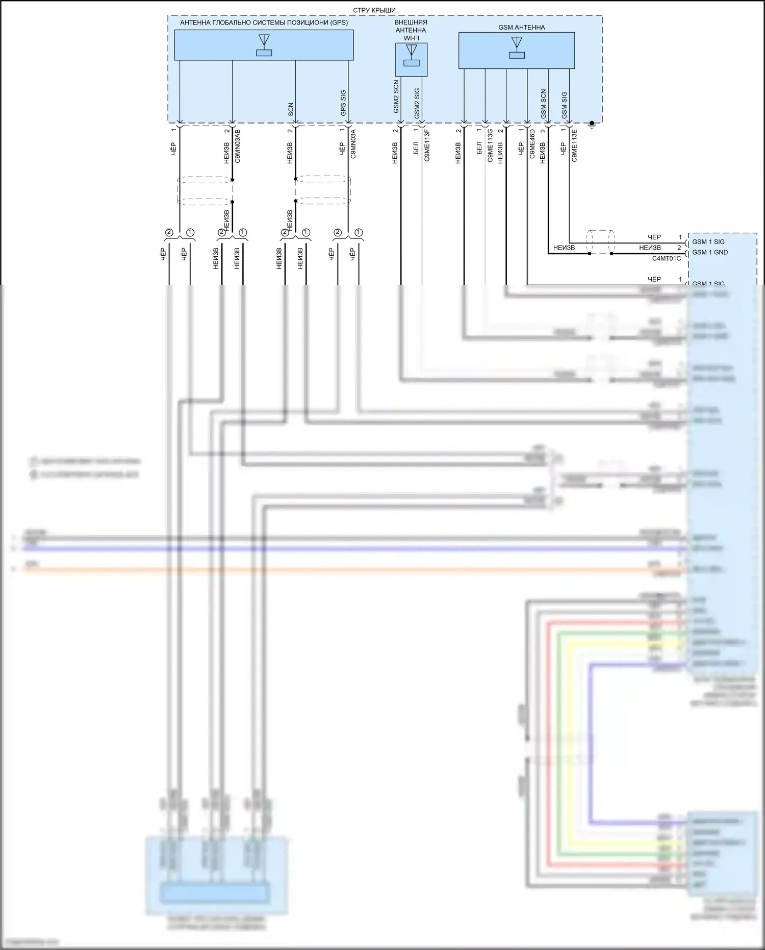 F-Pace Jaguar I (2016-2020): Электросхема телематики (2 из 2) 
