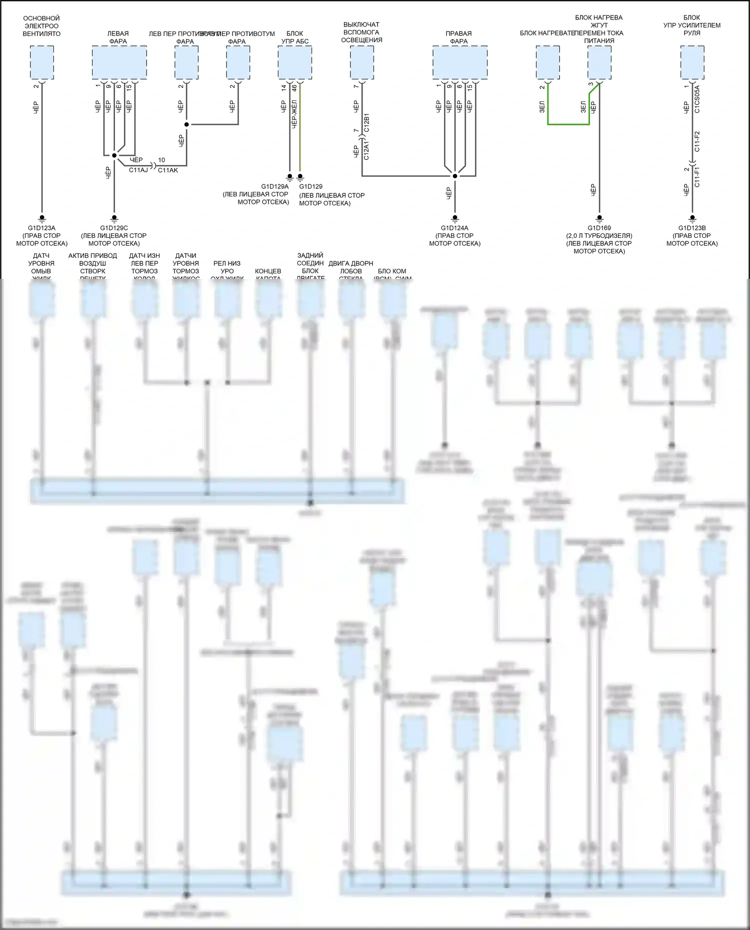 F-Pace Jaguar I (2016-2020): Электросхема разводки массы (1 из 6) 