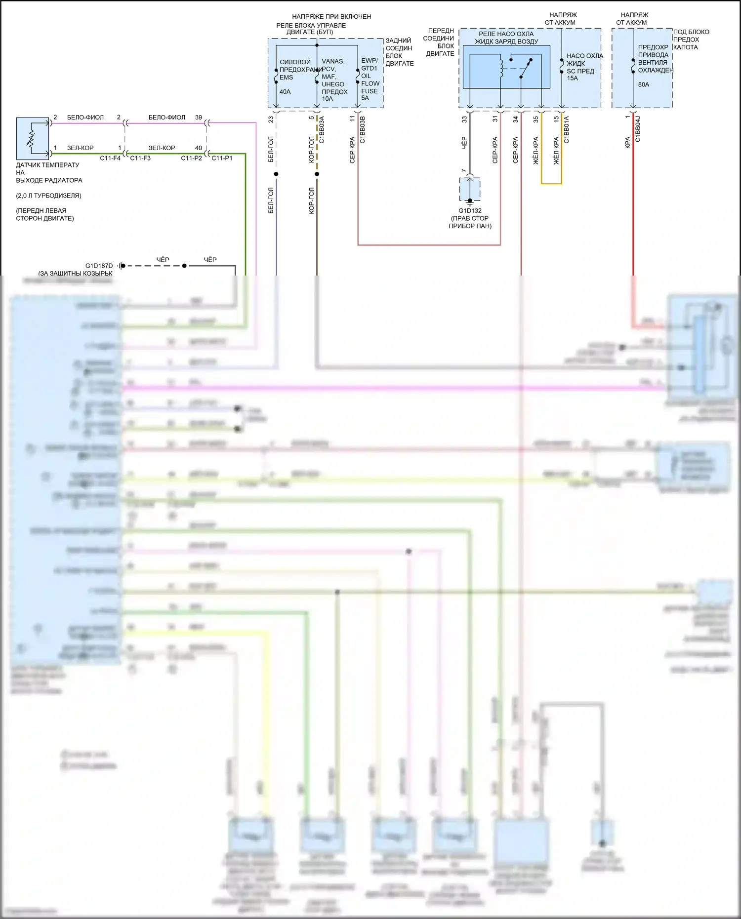F-Pace Jaguar I (2016-2020): Электросхема вентилятора охлаждения 